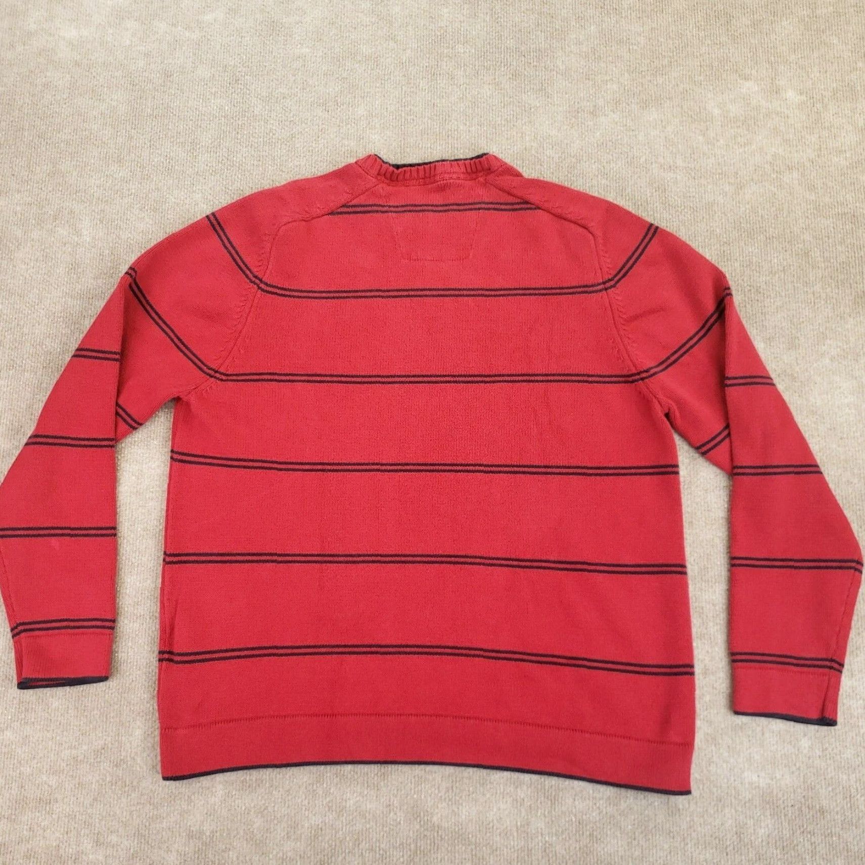 Nautica Nautica Mens Sweater Large Red Crew Neck Pullover Long Sleeve Striped Size US L / EU 52-54 / 3 - 6 Thumbnail