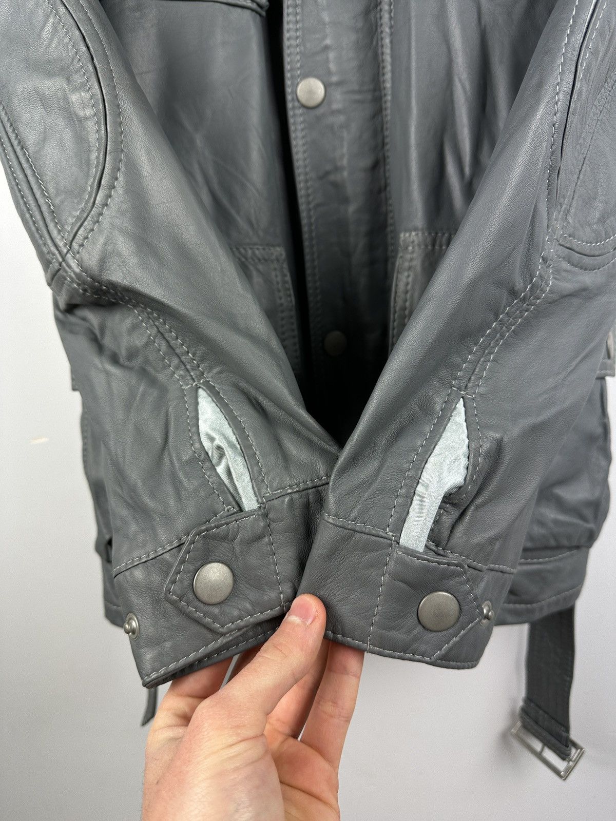 Belstaff NWT Belstaff Centaur Gray Belted Leather Jacket Man Size US L / EU 52-54 / 3 - 14 Thumbnail