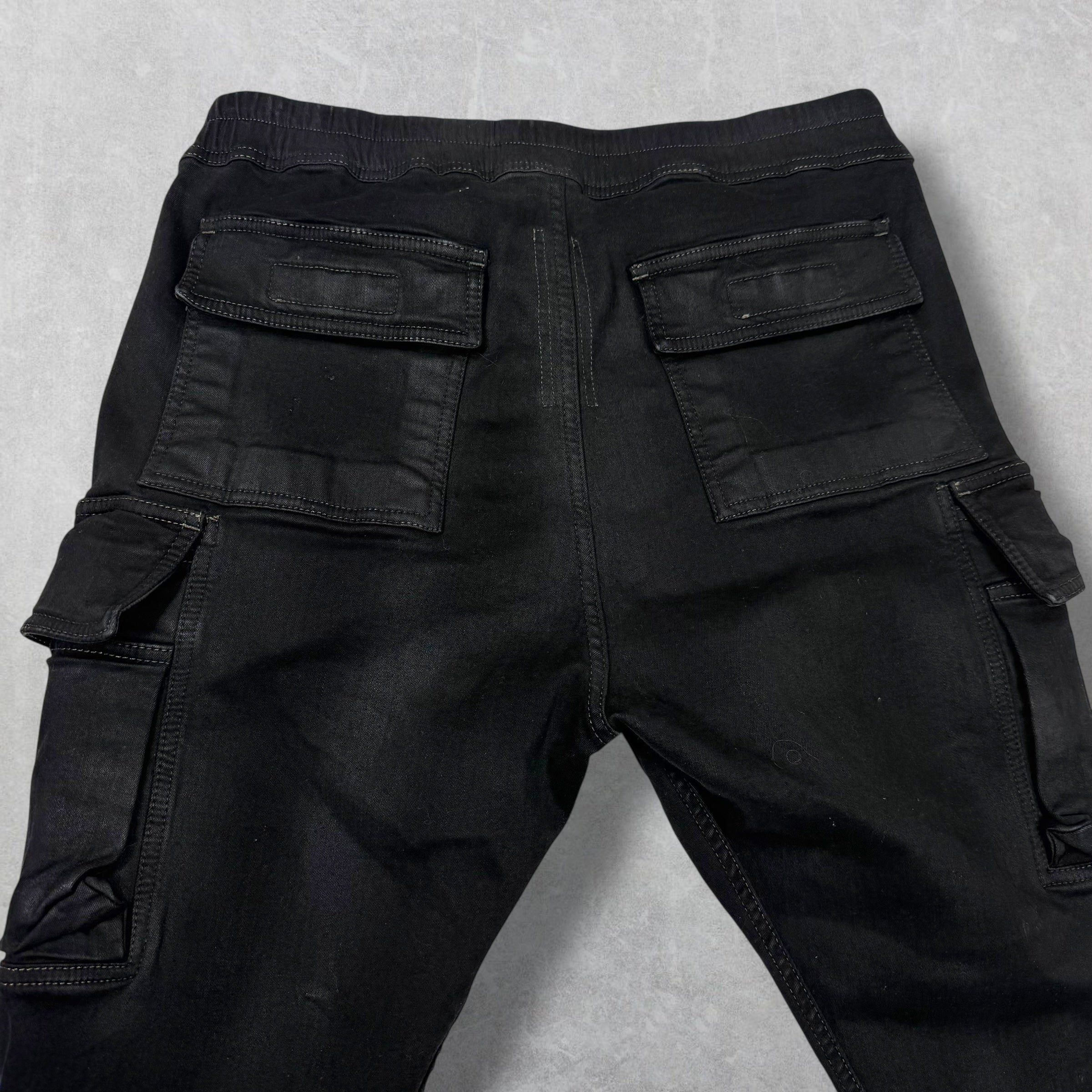 Rick Owens Rick Owens DRKSHDW 'Mastodon' Black Denim Cargo Pants XL Size US 36 / EU 52 - 4 Thumbnail