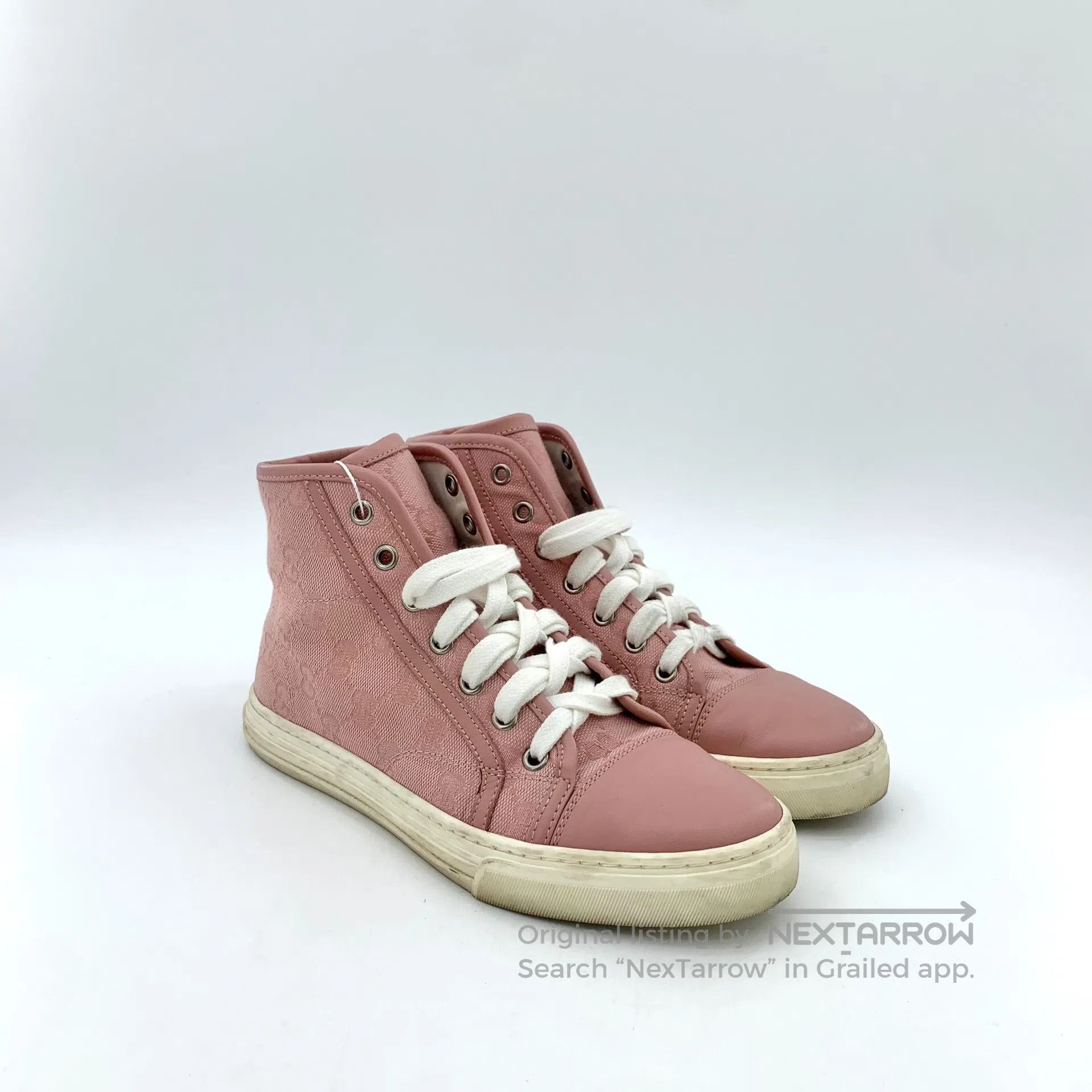 Gucci Guicci Pink logo jacquard ribbon casual flat high-heeled s Size US 4.5 / IT 34.5 - 2 Thumbnail