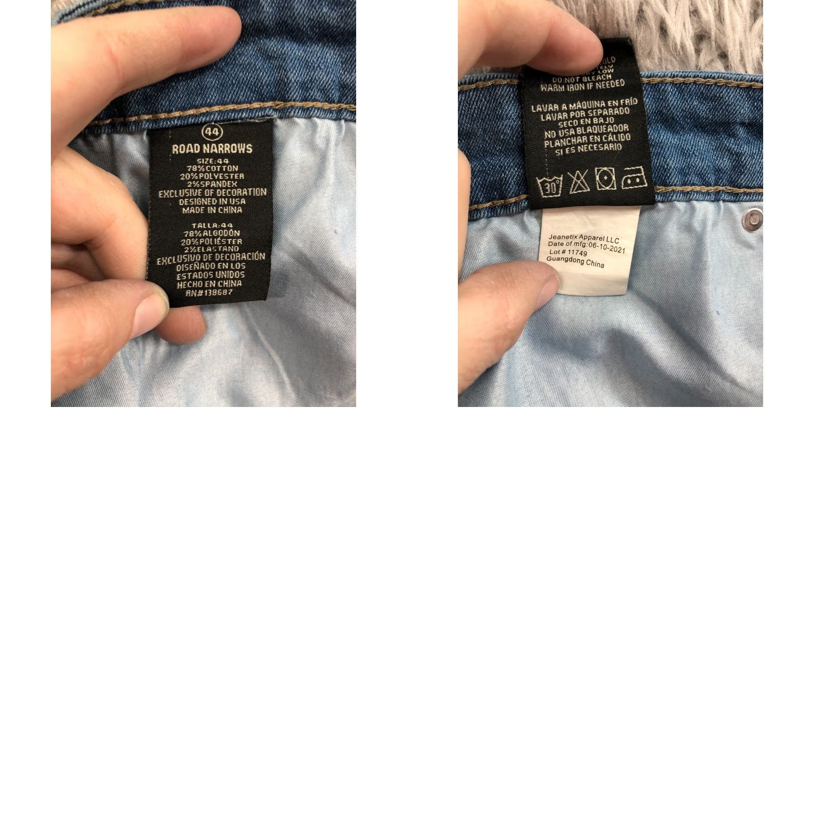 Vintage Road Narrows Jeans Skinny Regular Mens Blue 44 Inseam 32 Mid Rise 10-12 Distress Pattern Solid Denim Pocket 5-Pocket Cotton Blend Belt Loops Size US 44 / EU 60 - 9 Thumbnail