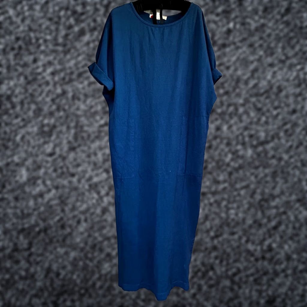 Vintage FP Beach Dress Women Short Dolman Sleeve Oversized Maxi Back-Split Blue Small Size 28" / US 6 / IT 42 - 1 Thumbnail