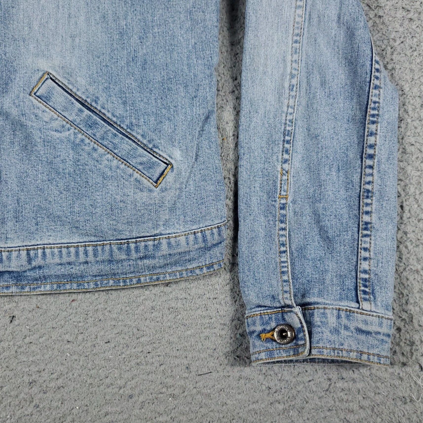 Tommy Hilfiger VINTAGE Tommy Hilfiger Denim Jacket Womens Medium Blue Mid-Length Regular Fit Size 32" / US 10 / IT 46 - 4 Thumbnail