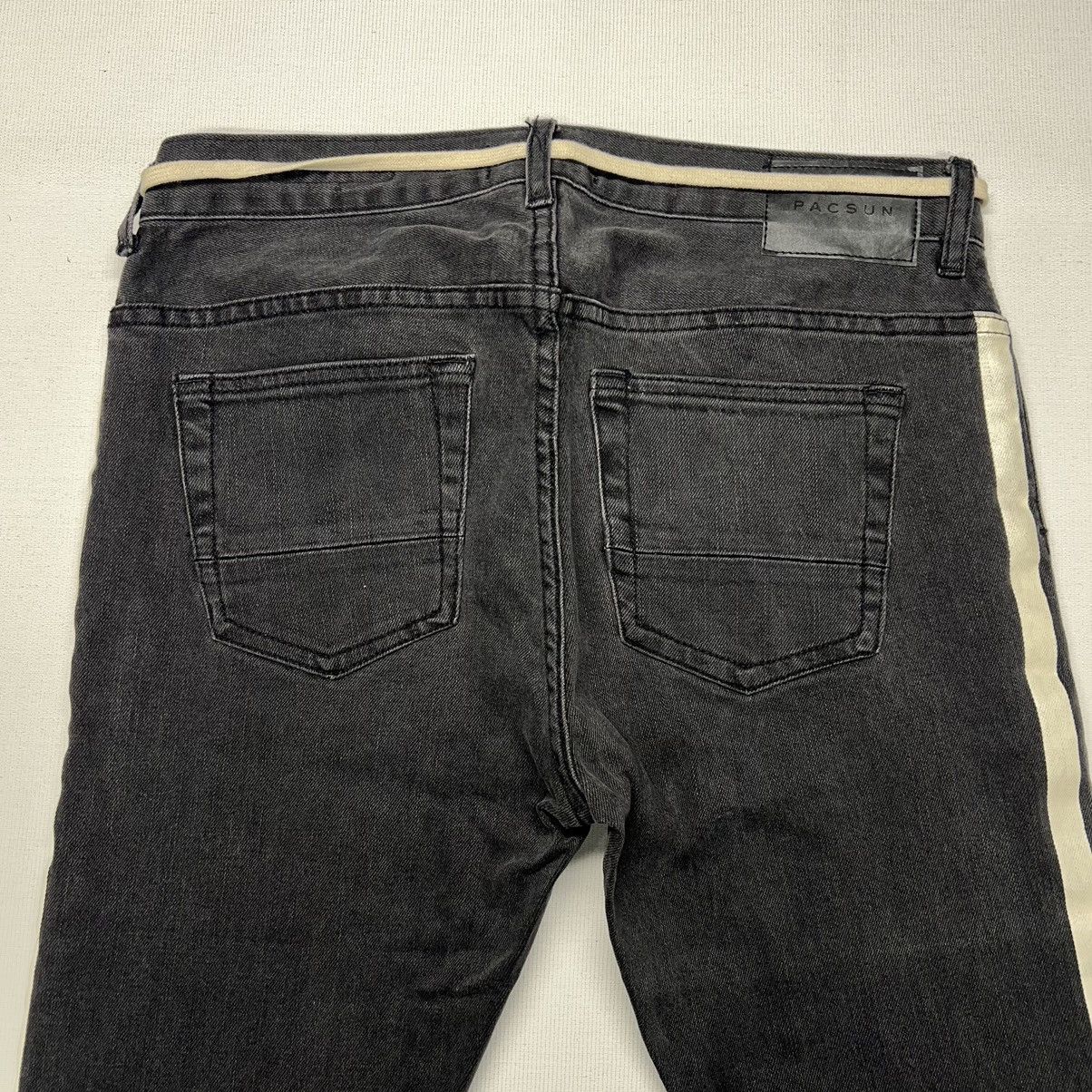 Pacsun Pacsun Jeans Black Stacked Skinny Drawstring Zip Side Stripe Size US 30 / EU 46 - 12 Thumbnail