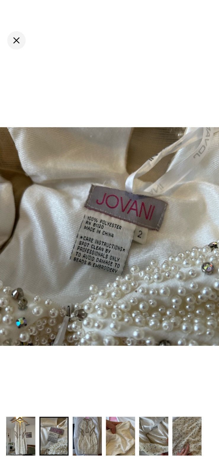 Other Jovani Ivory Beaded Halter Mini Dress with Silver Accents Size XS / US 0-2 / IT 36-38 - 3 Thumbnail