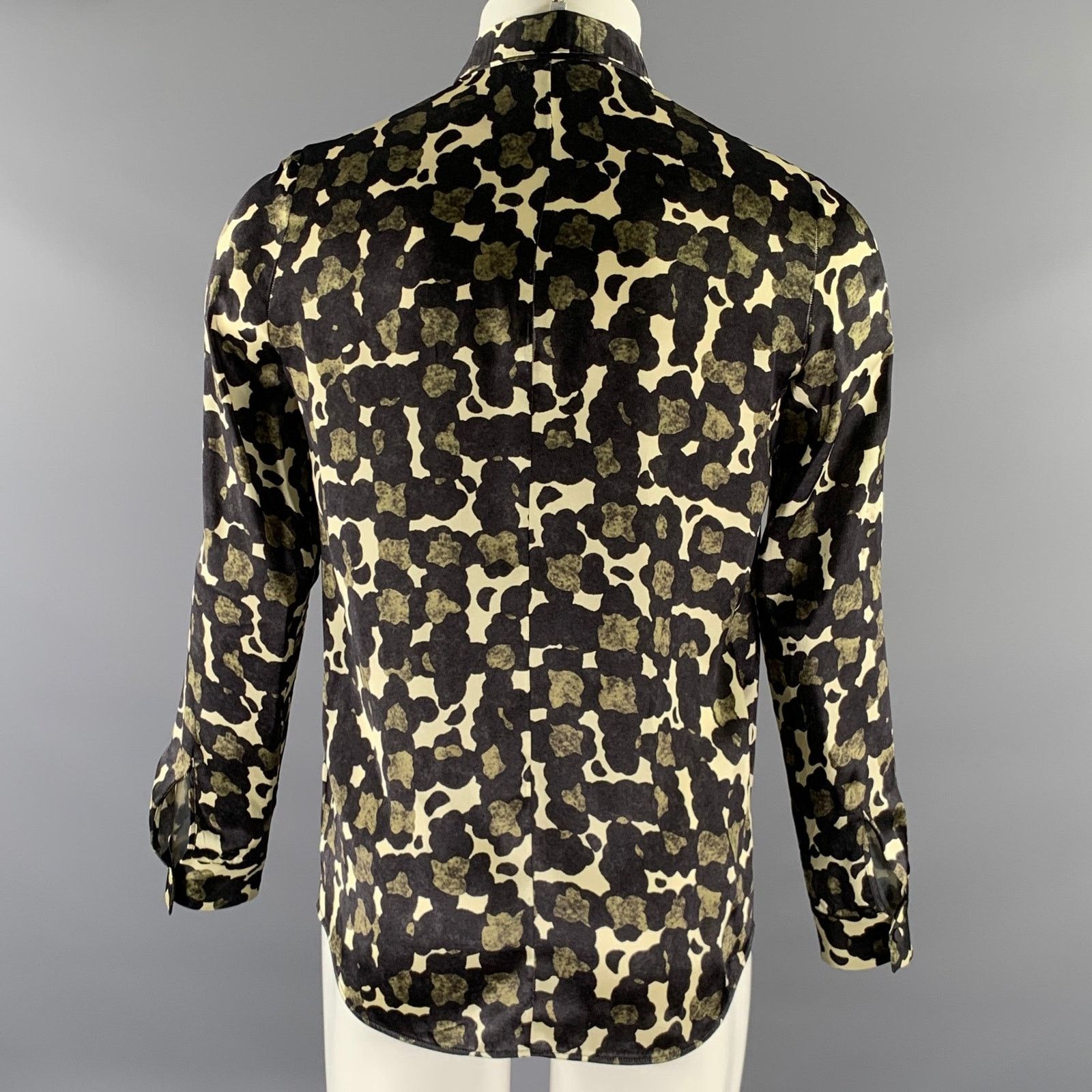 Dsquared2 DSQUARED2 Size XS Black Green Camo Silk Long Sleeve Shirt Size US XS / EU 42 / 0 - 4 Thumbnail