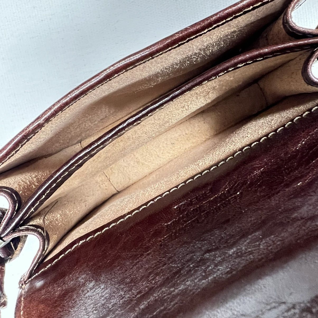 Firenze × Vintage Firenze Leather Bag Brown Saddle Shoulder Crossbody Handbag Size ONE SIZE - 13 Thumbnail