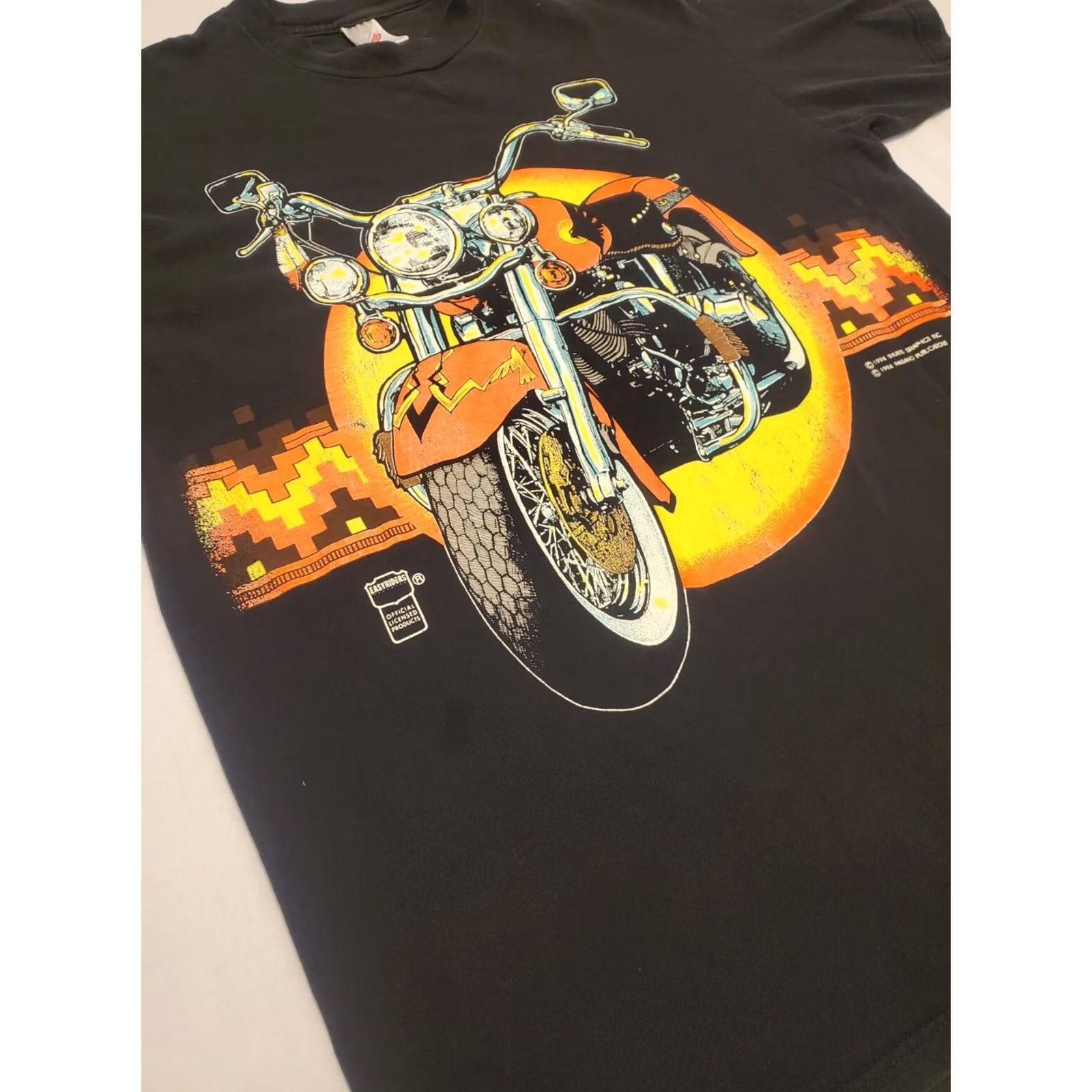 Jerzees VINTAGE JERZEES Sturgis Easy Rider 1994 Black Hills Rally Motorcycle T Shirt Black Graphic Print L Mens 90s Biker Aztec Size US L / EU 52-54 / 3 - 6 Thumbnail