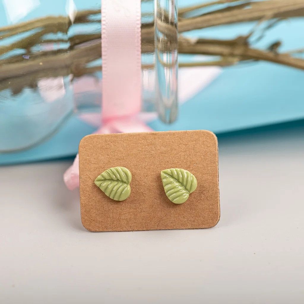Jewelry Leaves Stud Earrings Ceramic Ear Gift For Her Size ONE SIZE - 1 Preview