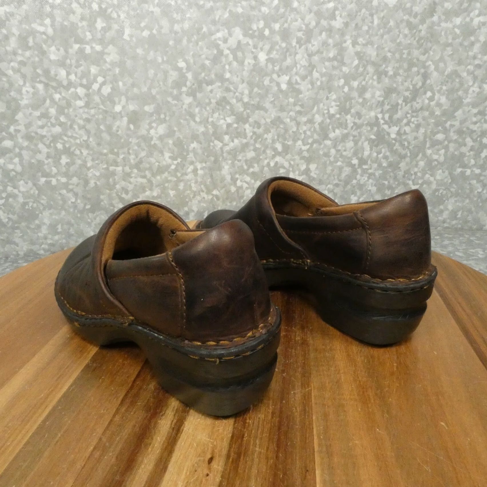 Born BOC Born Clogs Womens Brown Leather Slip On Mules Chunky Heel Size 6.5M Size US 7 / IT 37 - 6 Thumbnail