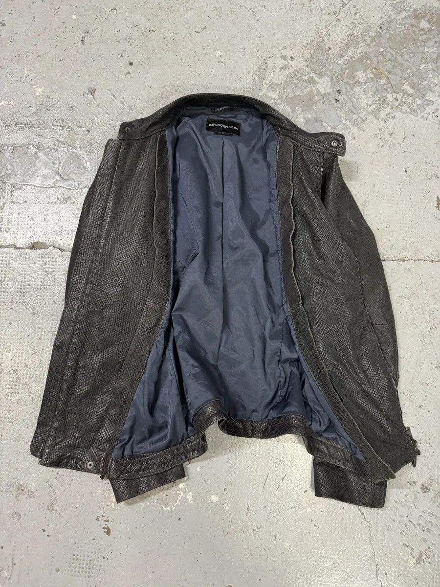 Emporio Armani SS2009 Emporio Armani Brown Snakeskin Effect Leather Multi Zips Jacket Size US S / EU 44-46 / 1 - 8 Thumbnail