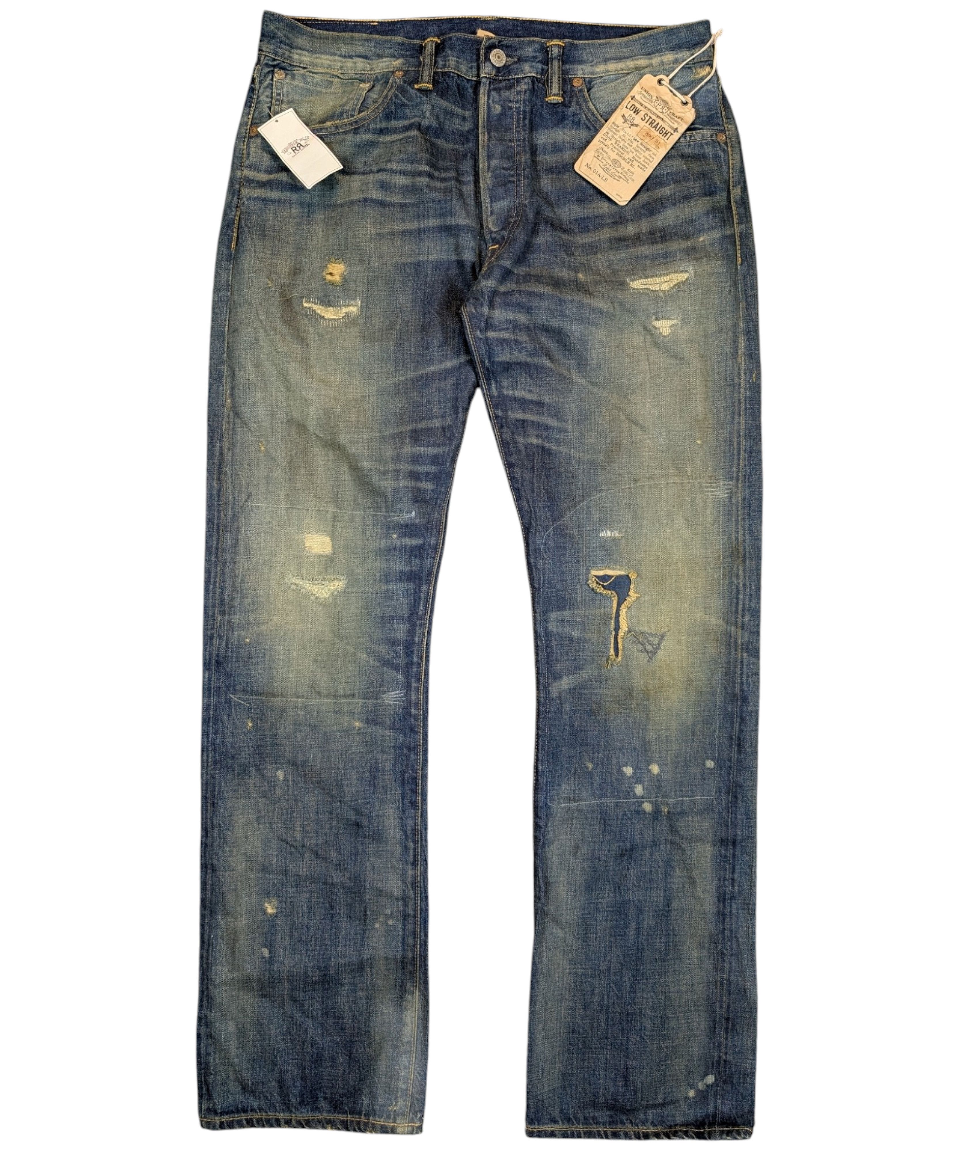 RRL Ralph Lauren NWT RRL Ralph Lauren Distressed Rust Wax Jeans Dust Bowl Size US 34 / EU 50 - 1 Thumbnail