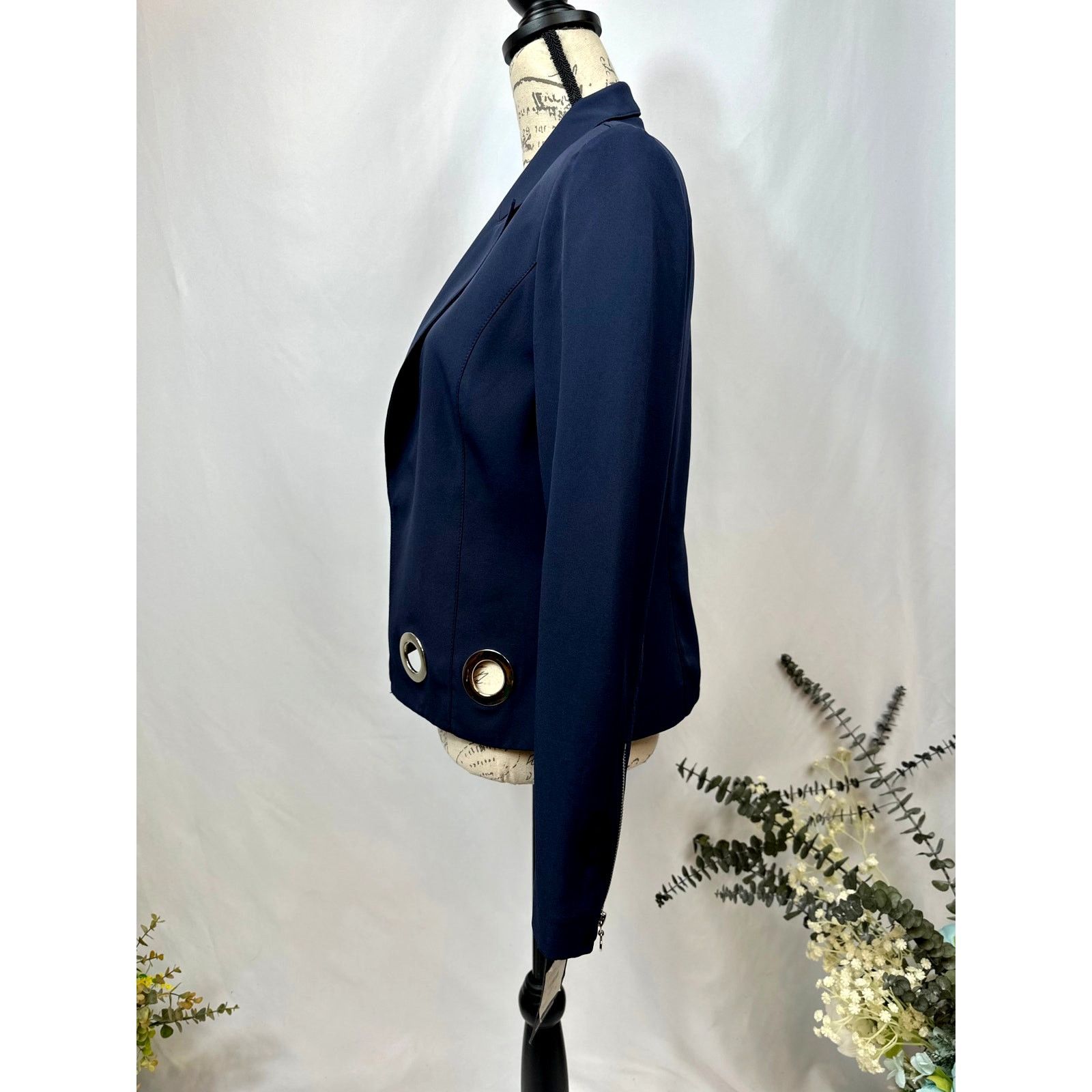 Other Vex Colley Blazer Silver-tone Grommet Details Navy 8 Size M / US 6-8 / IT 42-44 - 8 Thumbnail
