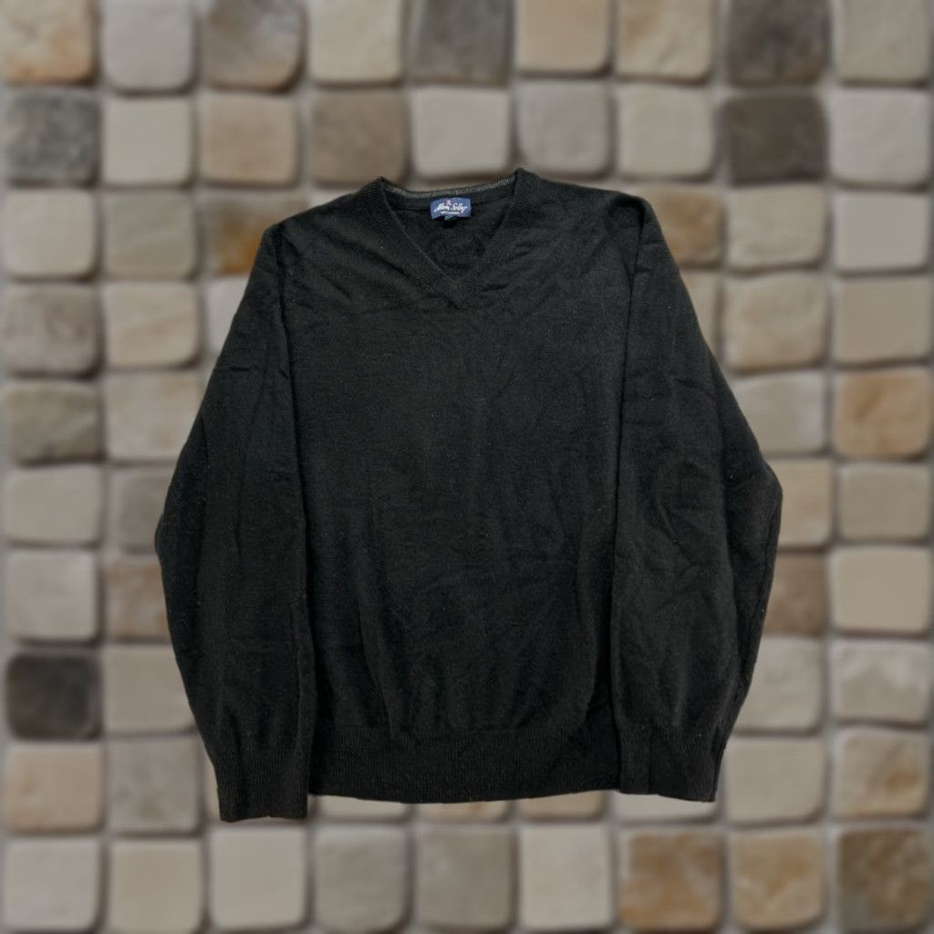 Vintage Allen Solly Sweater Mens XL Black Cashmere Tight Knit V Neck Casual Pullover Knit Regular Long Sleeve Ribbed Trim Pattern: Solid Modern Classic Mens Size US XL / EU 56 / 4 - 1 Thumbnail