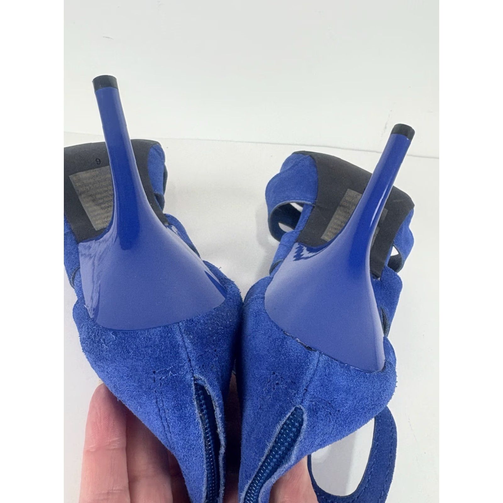 Vintage Mark Blue Suede Gladiator Peep Toe 4in Heels Womens Size 9 Size US 9 / IT 39 - 6 Thumbnail