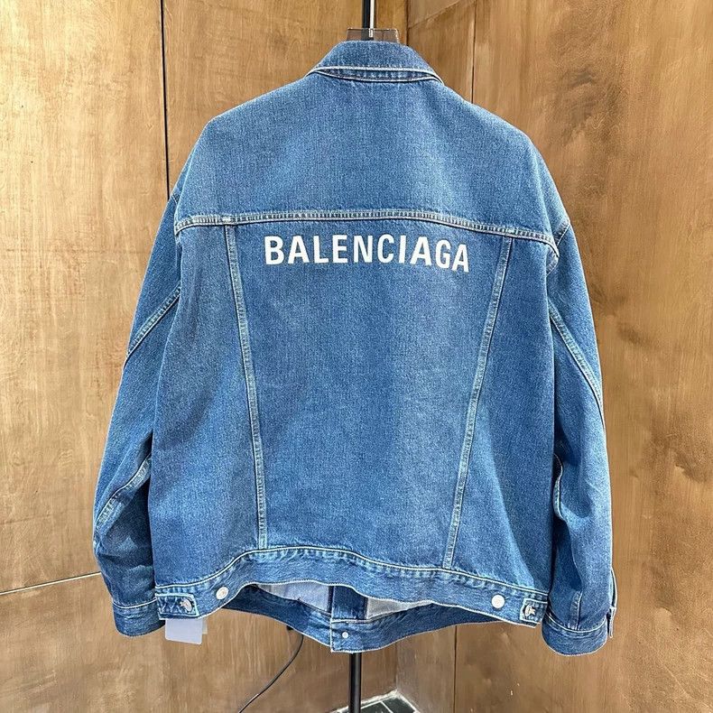 Balenciaga Balenciaga Blue jeans jacket with front and back letters Size US XXS / EU 40 - 2 Thumbnail