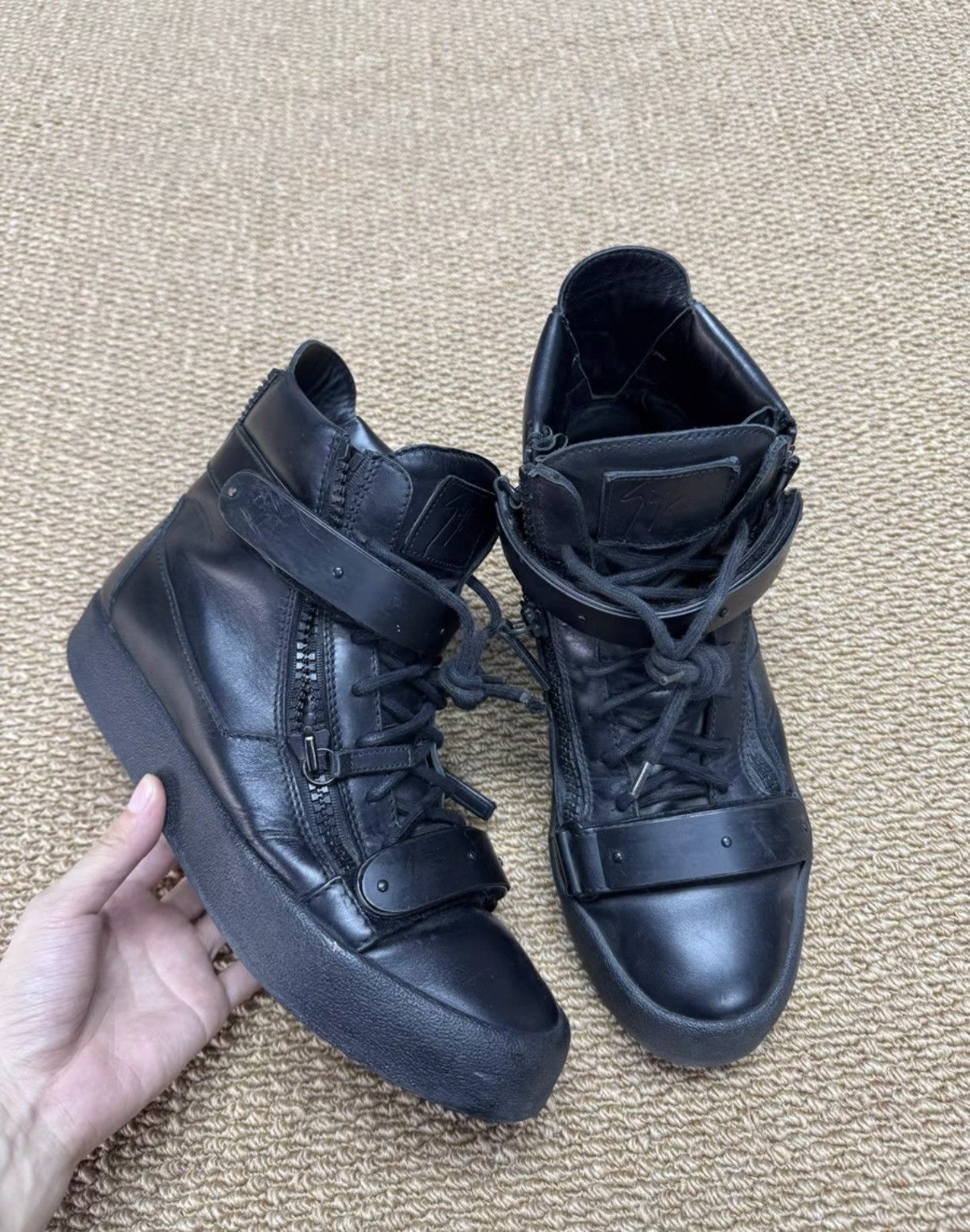 Giuseppe Zanotti Giuseppe Zanotti All Black Leather Dark Warrior K37 Size US 9.5 / EU 42-43 - 2 Thumbnail