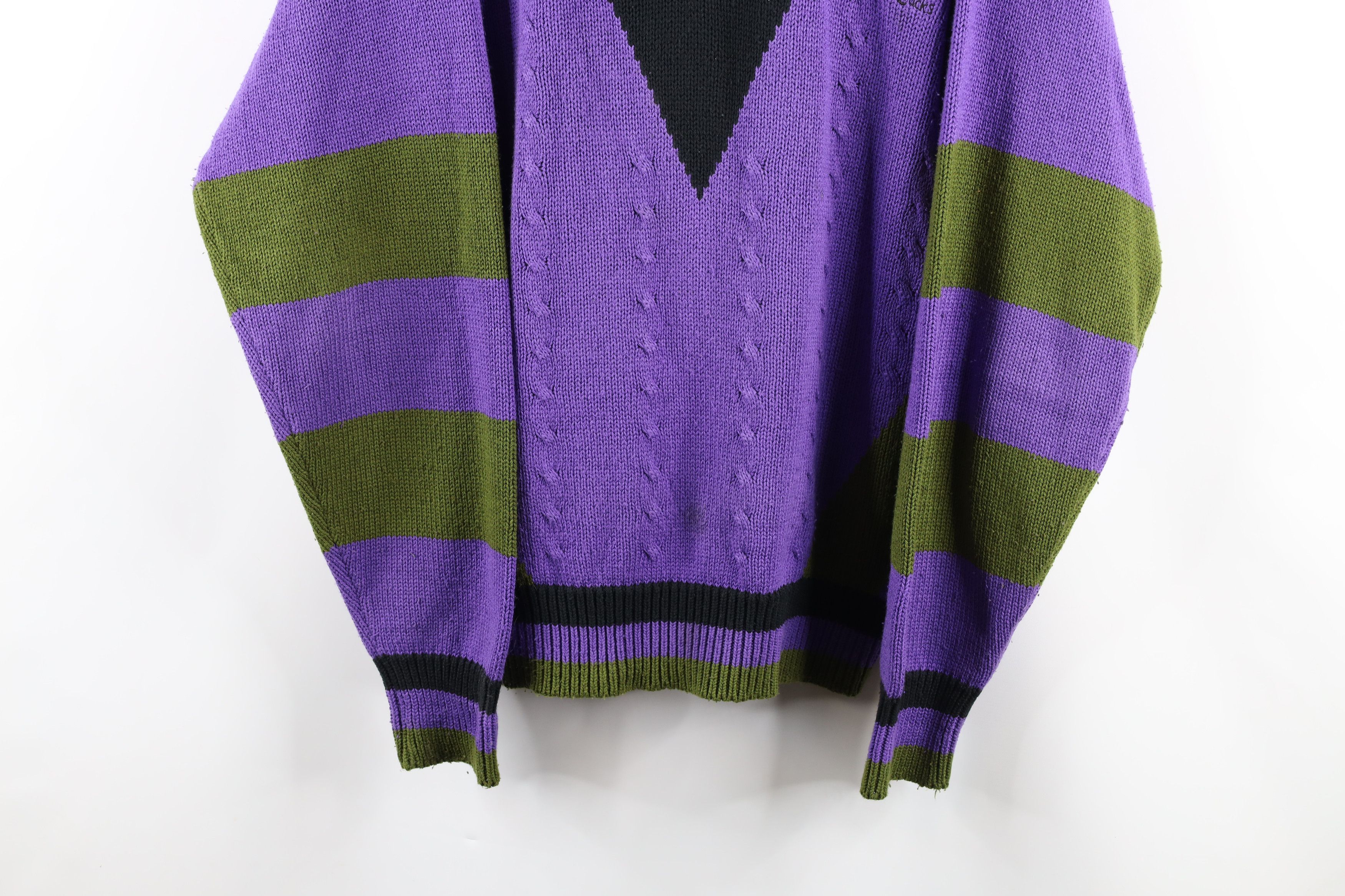 Vintage Vintage 90s Dapper Cable Knit Long Sleeve V-Neck Sweater Size US XL / EU 56 / 4 - 3 Thumbnail