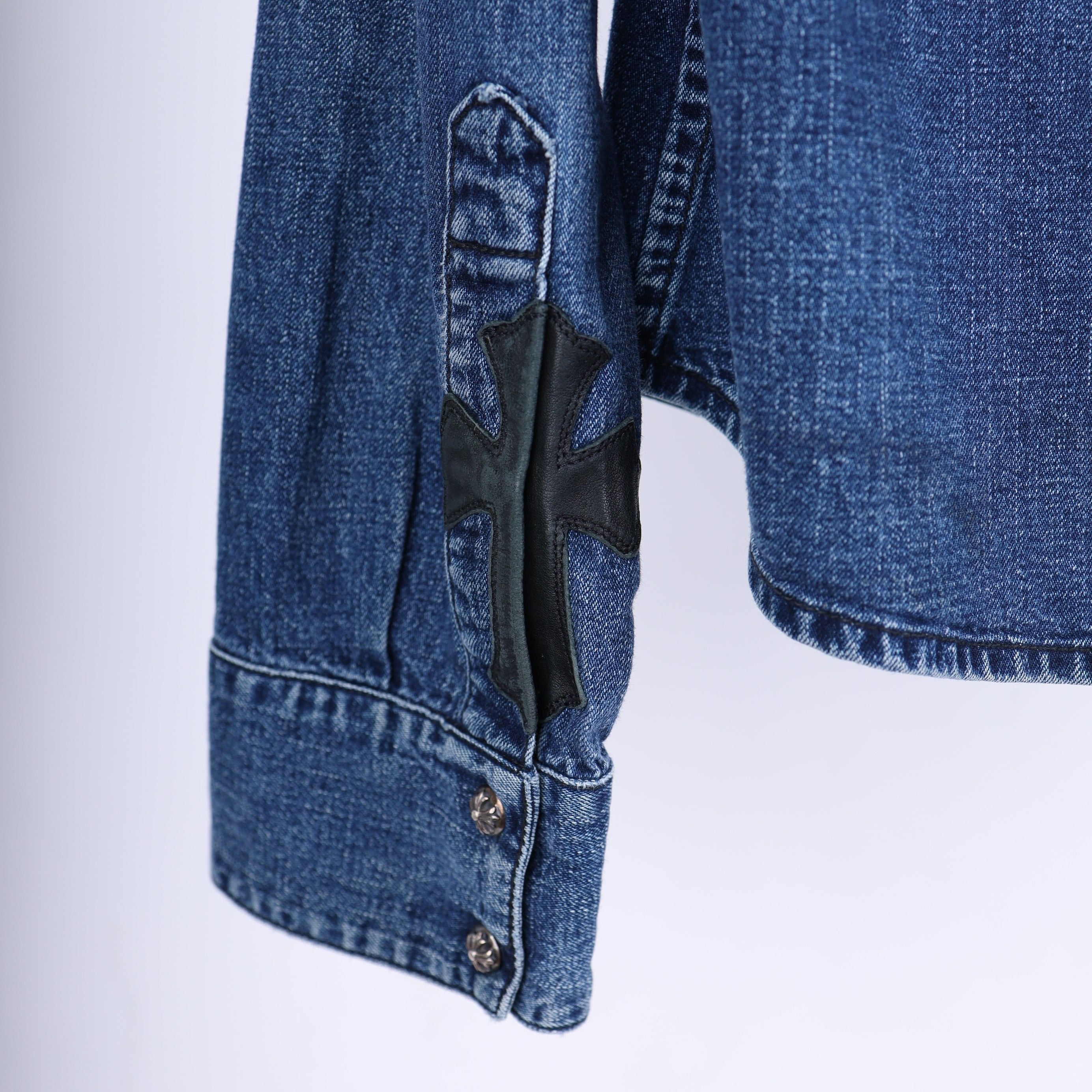 Chrome Hearts CHROME HEARTS CROSS PATCH SLEEVE DENIM SHIRT Size US L / EU 52-54 / 3 - 5 Thumbnail