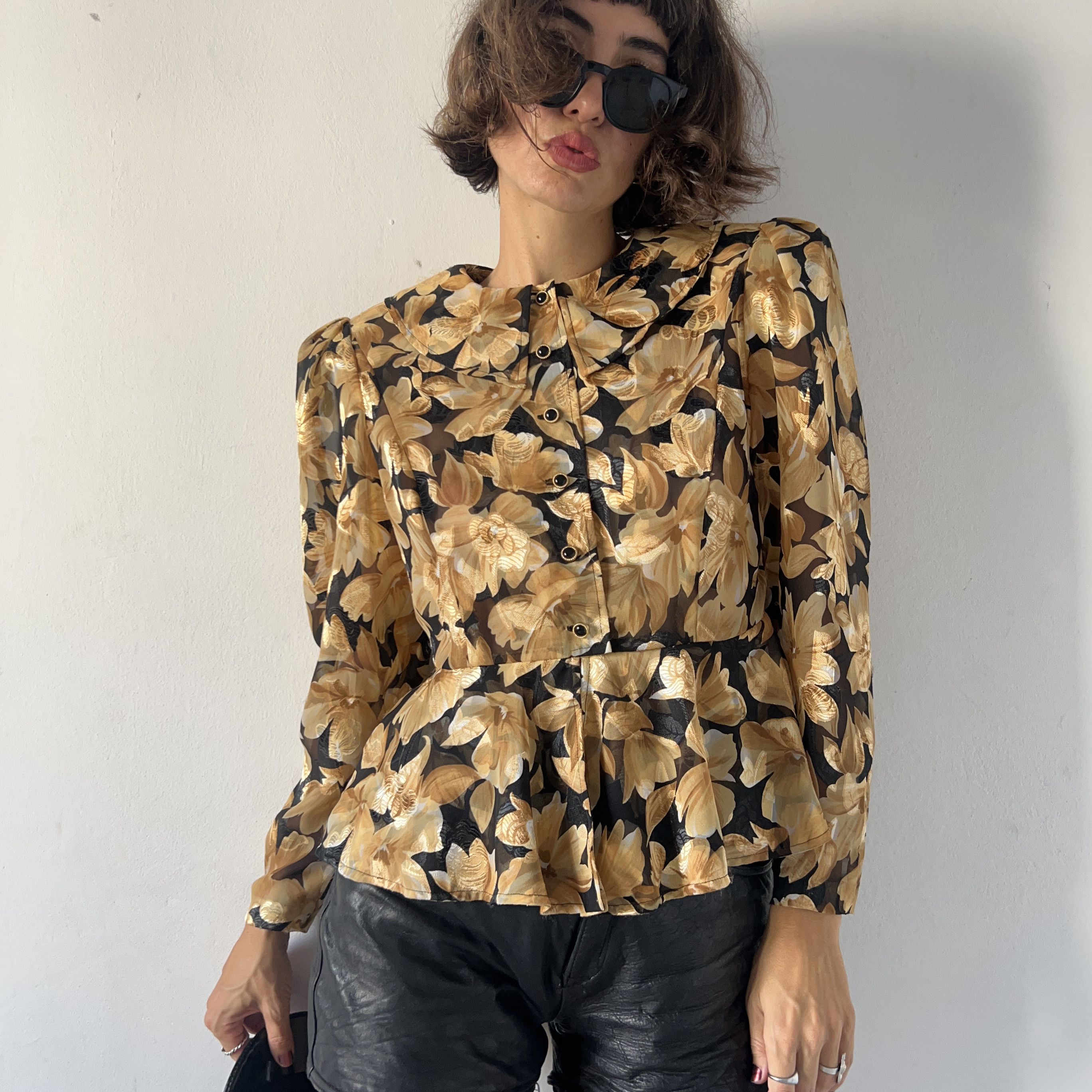 Vintage Vintage 80s Floral Peplum Blouse Size M / US 6-8 / IT 42-44 - 3 Thumbnail