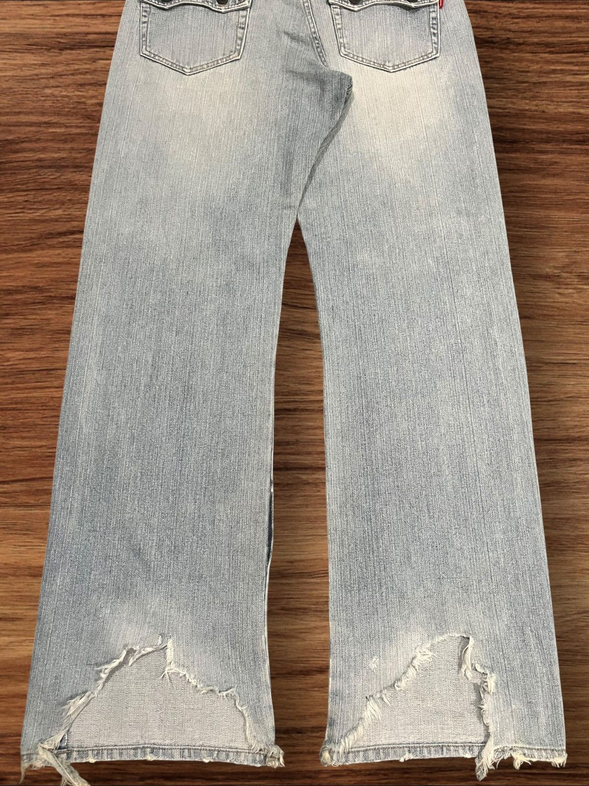 Le Grande Bleu (L.G.B.) ⚡️Sick⚡️Japanese Brand Pluvious Rhinestone Frayed Leg Jeans Size US 34 / EU 50 - 13 Thumbnail
