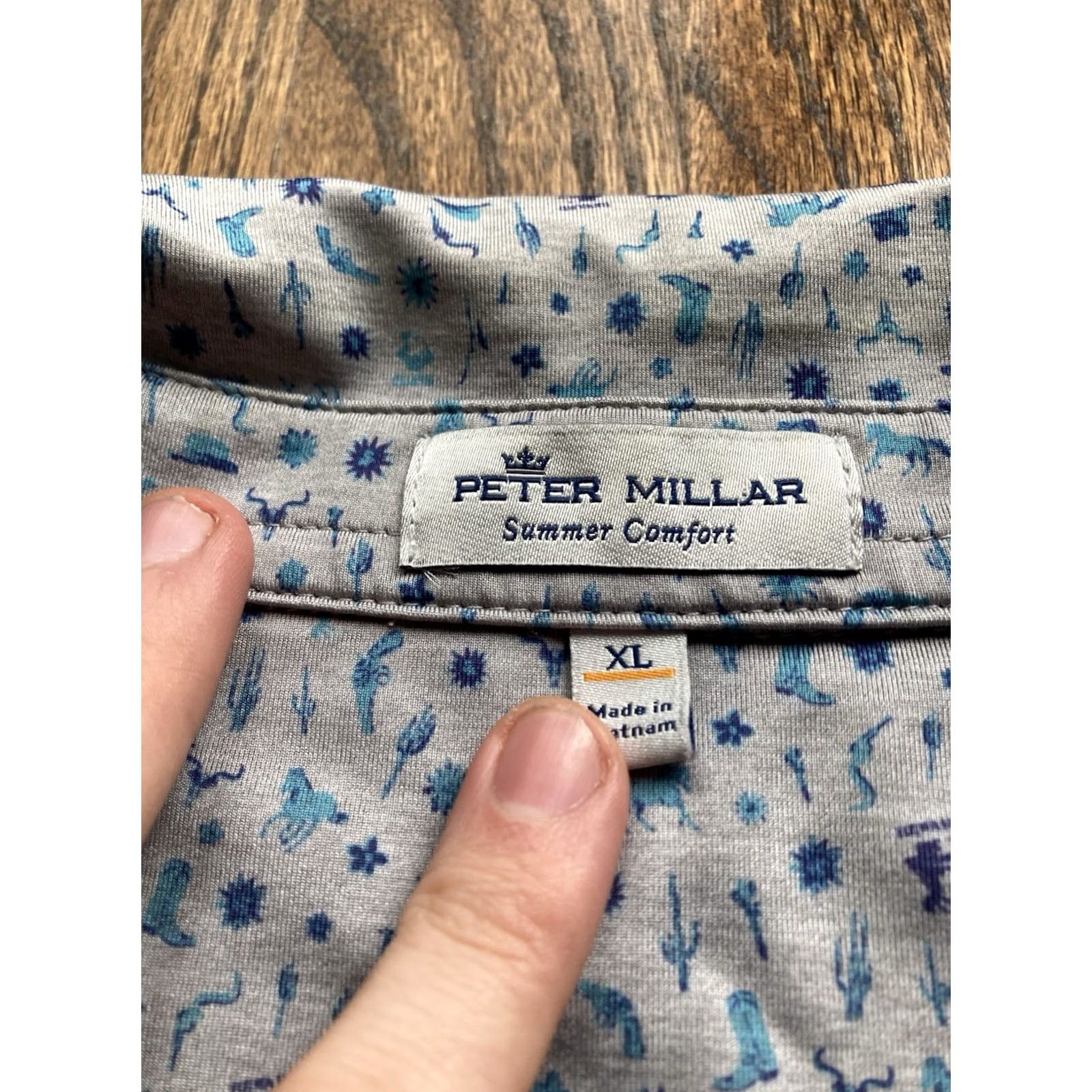 Peter Millar Peter Millar Summer Comfort Polo Mens XL Shoal Creek Western Cowboy AOP Golf Gray Shirt Mens XL Size US XL / EU 56 / 4 - 4 Thumbnail