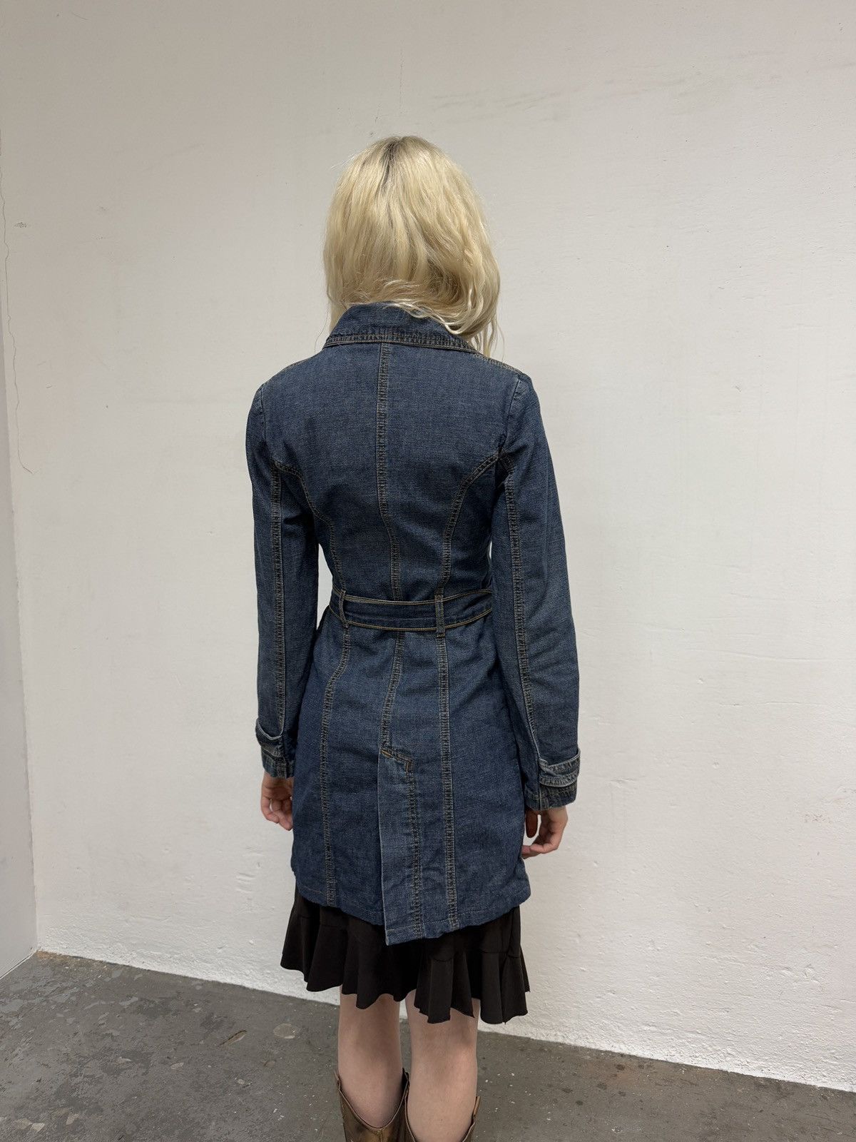 Vintage y2k Denim Trench Coat Size S / US 4 / IT 40 - 4 Thumbnail