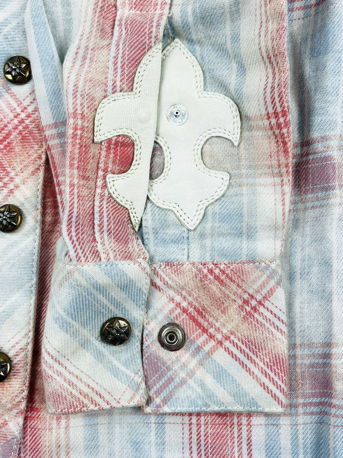 Chrome Hearts Chrome Hearts Leather Fleur De Lis Patch Flannel Shirt Size S / US 4 / IT 40 - 5 Thumbnail