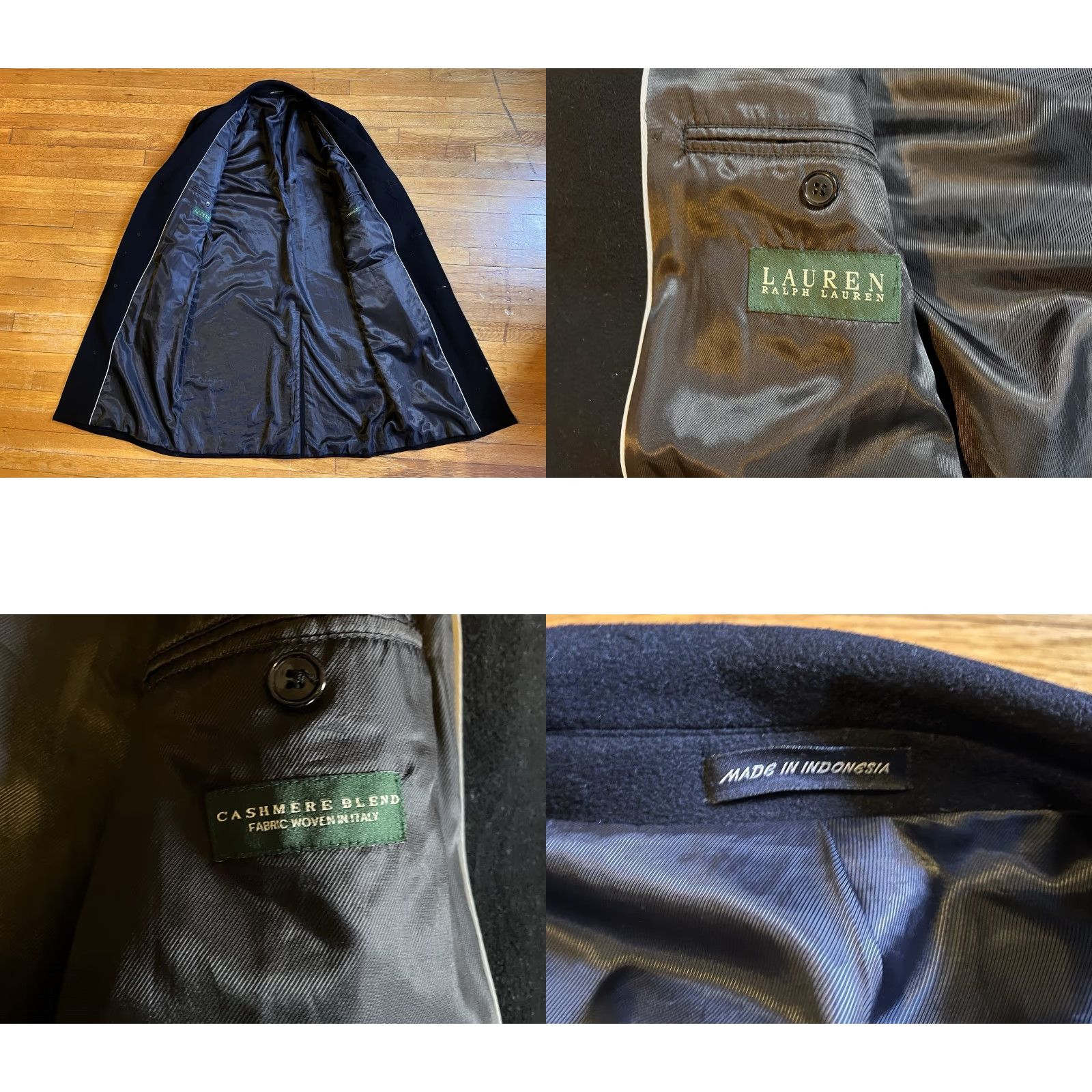 Ralph Lauren VINTAGE Lauren Ralph Lauren Cashmere Blend Long Overcoat Men 42 Black 46 Chest Heavyweight Regular Fit Pockets Buttoned Size US XS / EU 42 / 0 - 8 Thumbnail
