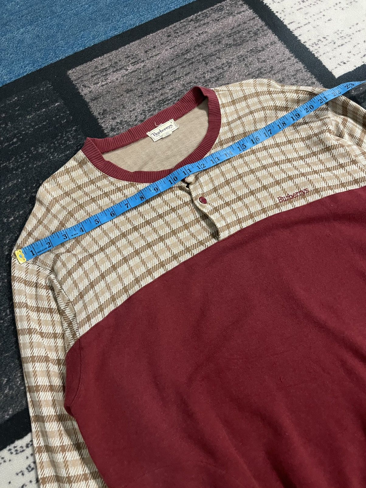 Burberry × Vintage Vintage burberrys Half button Sweatshirt Size US L / EU 52-54 / 3 - 16 Thumbnail