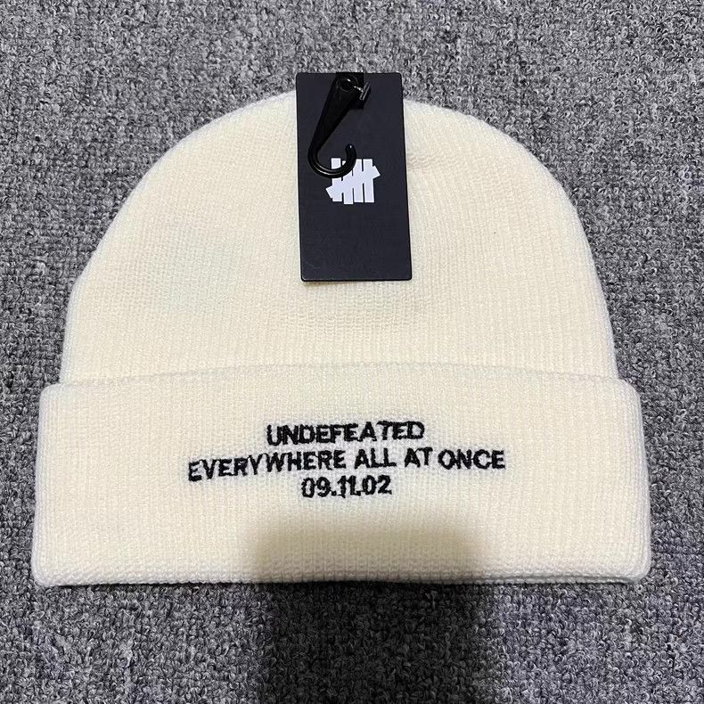 Undefeated Undefeated" Embroidered Slogan Knit Beanie. Q7 Size ONE SIZE - 4 Thumbnail