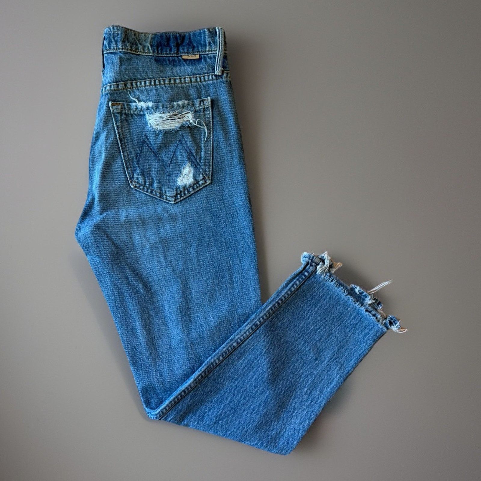 MOTHER Mother Cardinal Sinner Jeans Women's 28 Blue Ankle Chew Boho Size 28" / US 6 / IT 42 - 1 Thumbnail