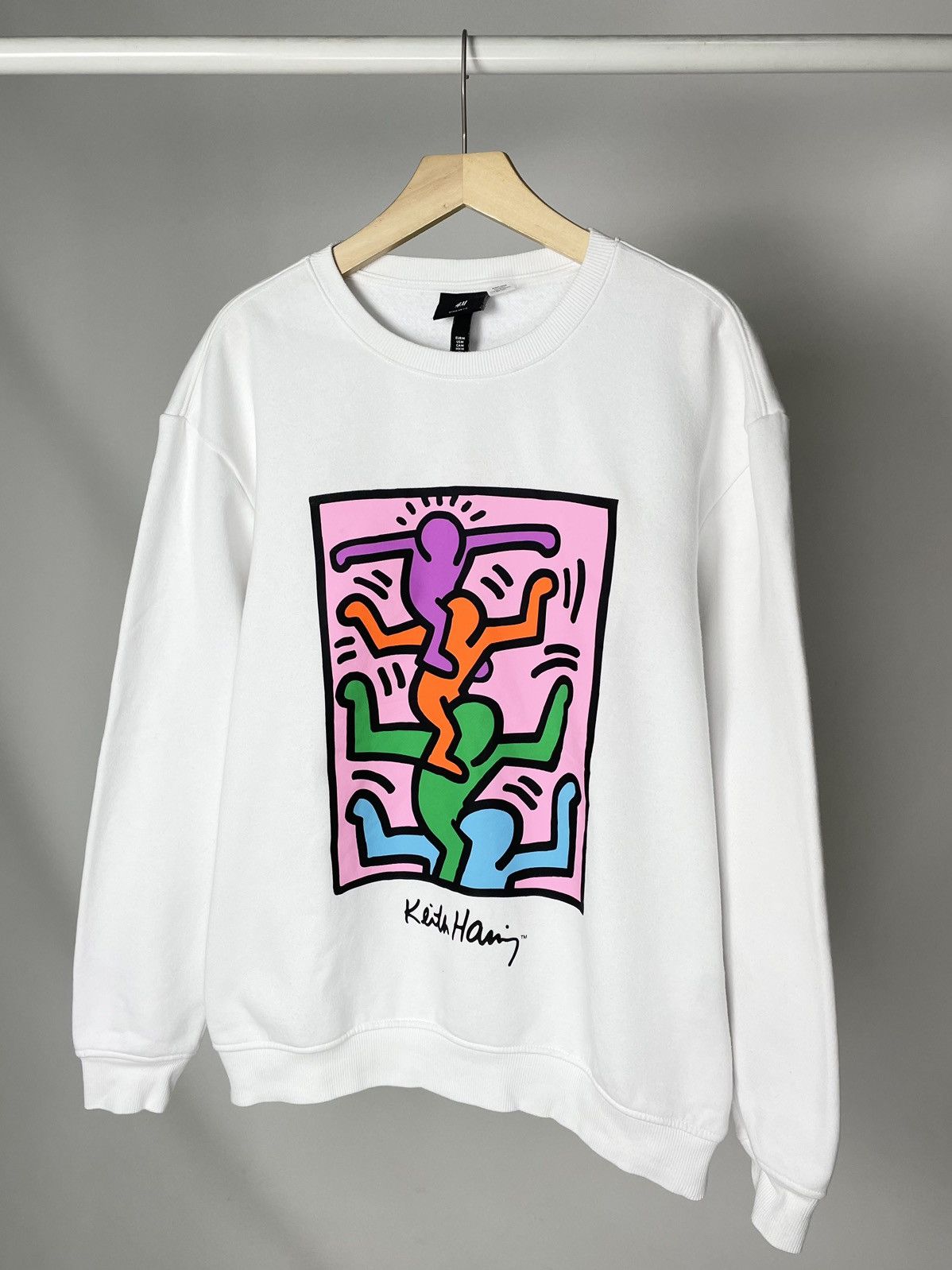 H&M × Keith Haring Keith Haring 🚹 White Printed Sweatshirt ; Vintage Graffiti Size US M / EU 48-50 / 2 - 1 Thumbnail