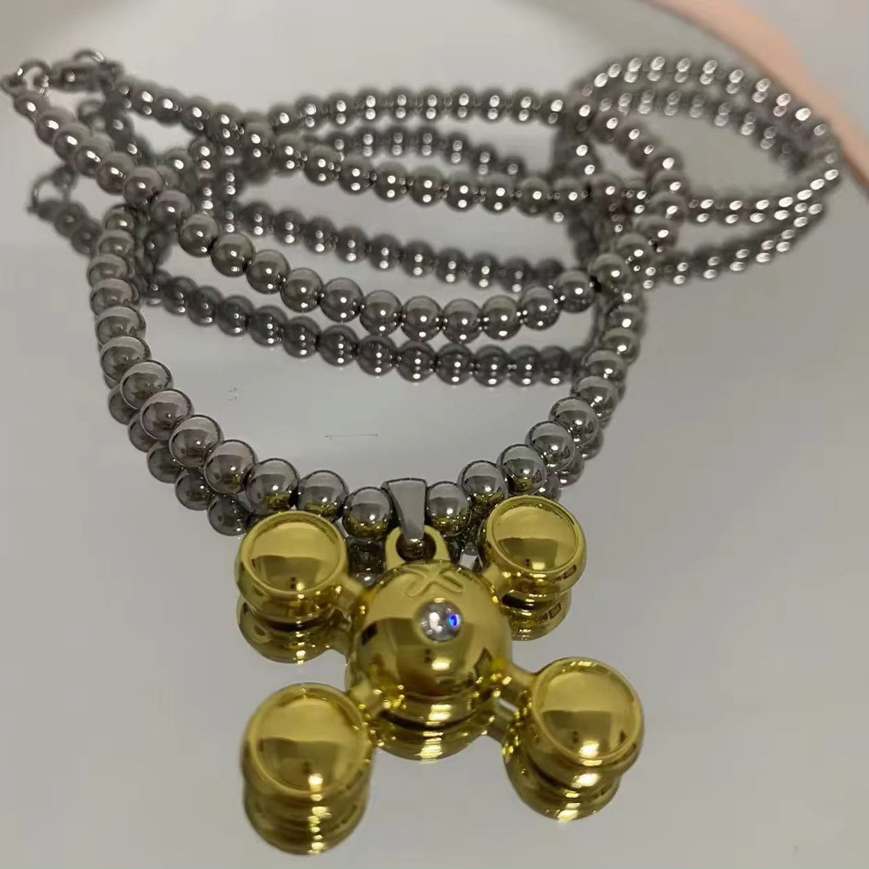 Other Stainless Steel Round Bead Chain Quadangle Pendant Size ONE SIZE - 3 Thumbnail