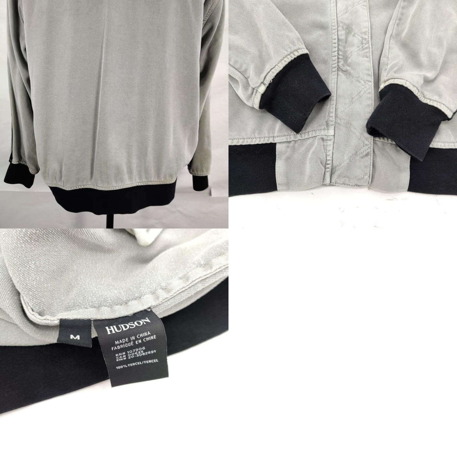 Hudson HUDSON Jeans Bomber Jacket Gray Size M Mens Full Zip Stripes Stand-Up Collar Regular Adults Size US 31 - 8 Thumbnail
