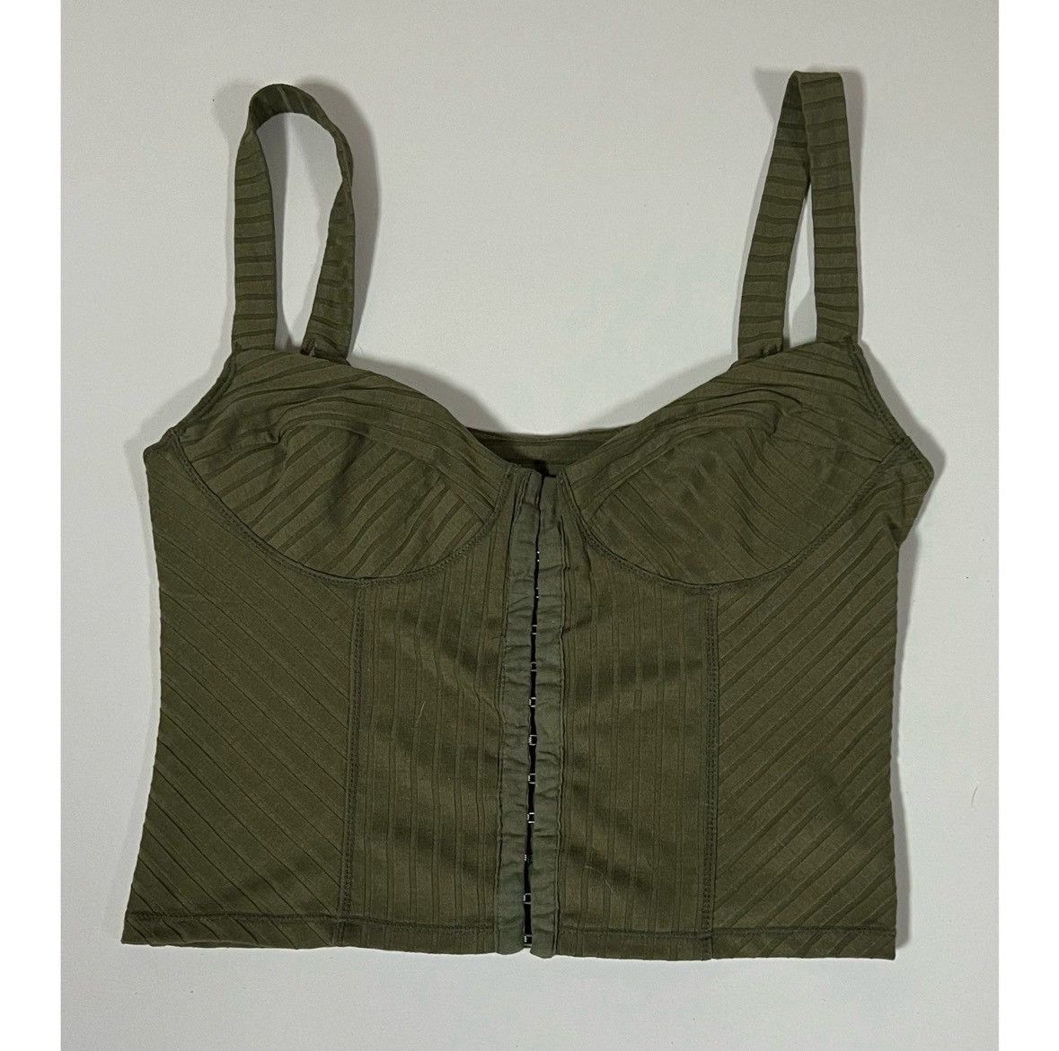 Free People Free People Olive Green Corset Tank Top Shirt Blouse Size M✨ Size M / US 6-8 / IT 42-44 - 2 Thumbnail