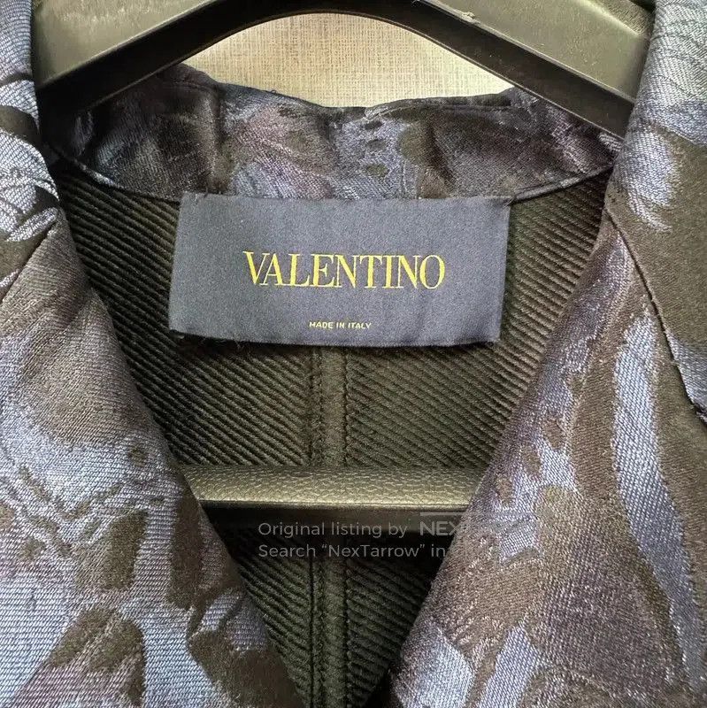 Valentino Valentino Elegant Blue Silk Floral Mid-Length Coat . Size L / US 10 / IT 46 - 2 Thumbnail