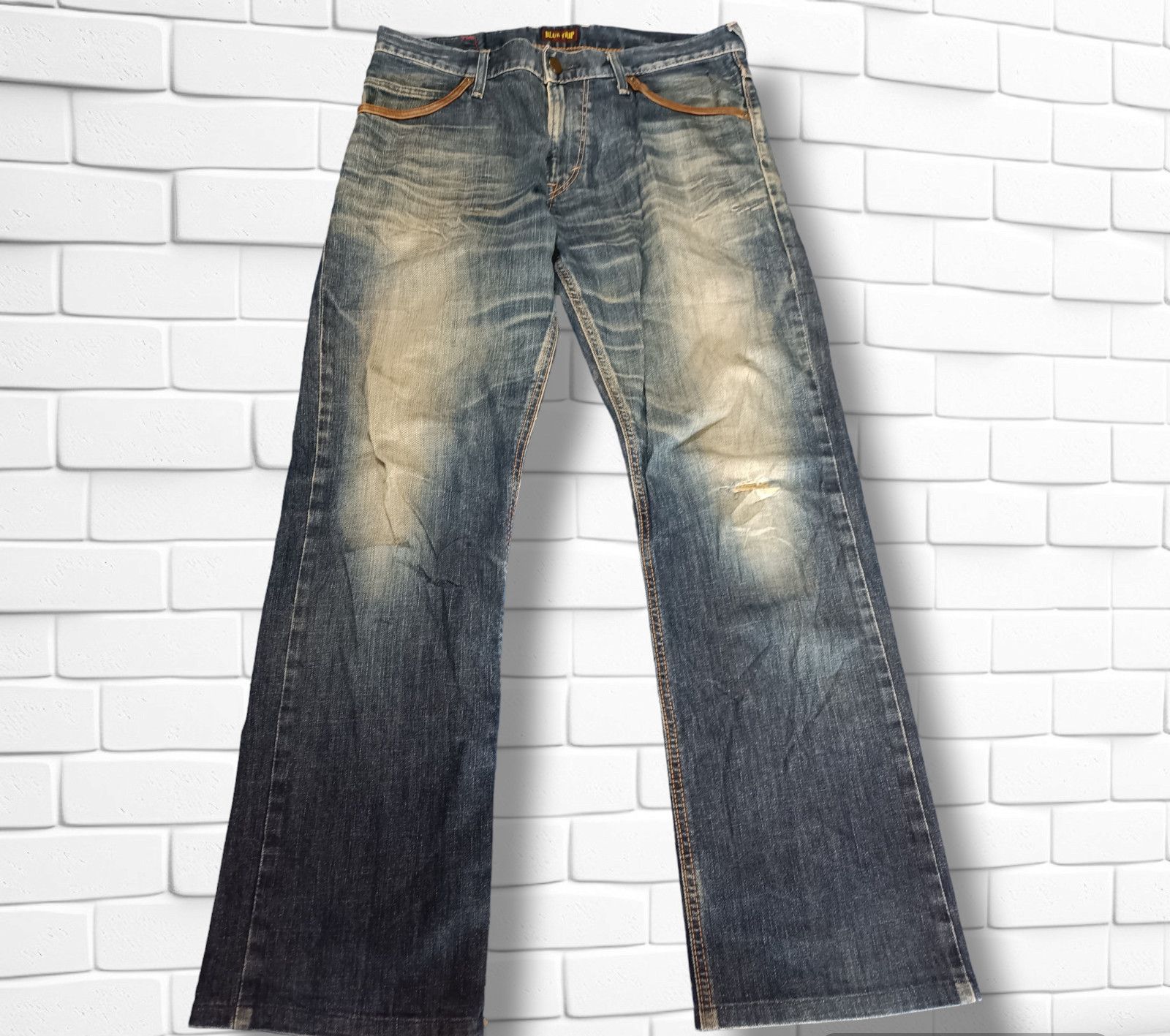 image of Edwin Bluetrip Distressed And Nice Faded in Check, Men's (Size 34)