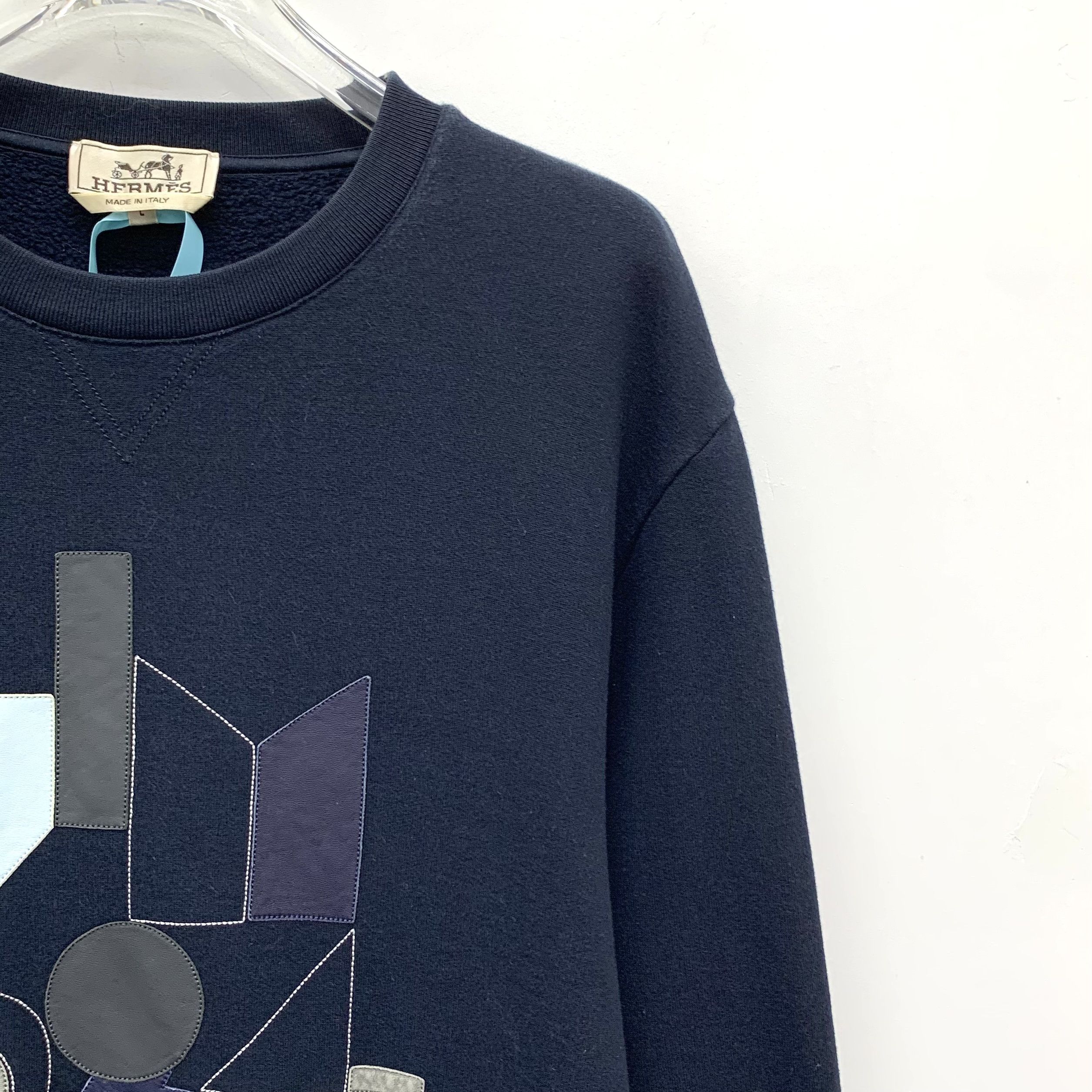Hermes Hermès Geometric Sweatshirt Navy (L) Size US L / EU 52-54 / 3 - 3 Thumbnail