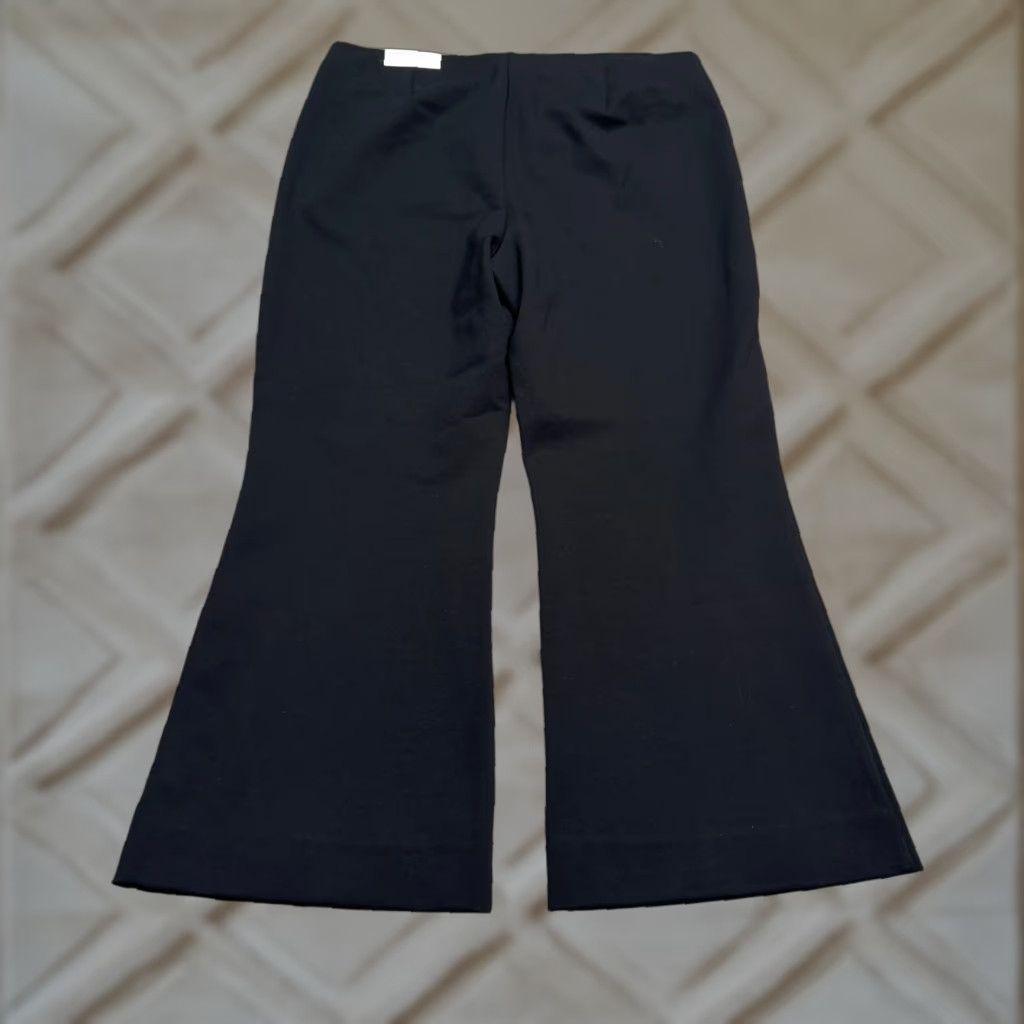 Vintage Chico's Dress Pants Flared Black 12 Regular Women's 2R 12R Slimming High Rise Inseam 25 in Rayon Flat Front Knitted Logo NWD Vintage No Size 34" / US 12 / IT 48 - 1 Thumbnail