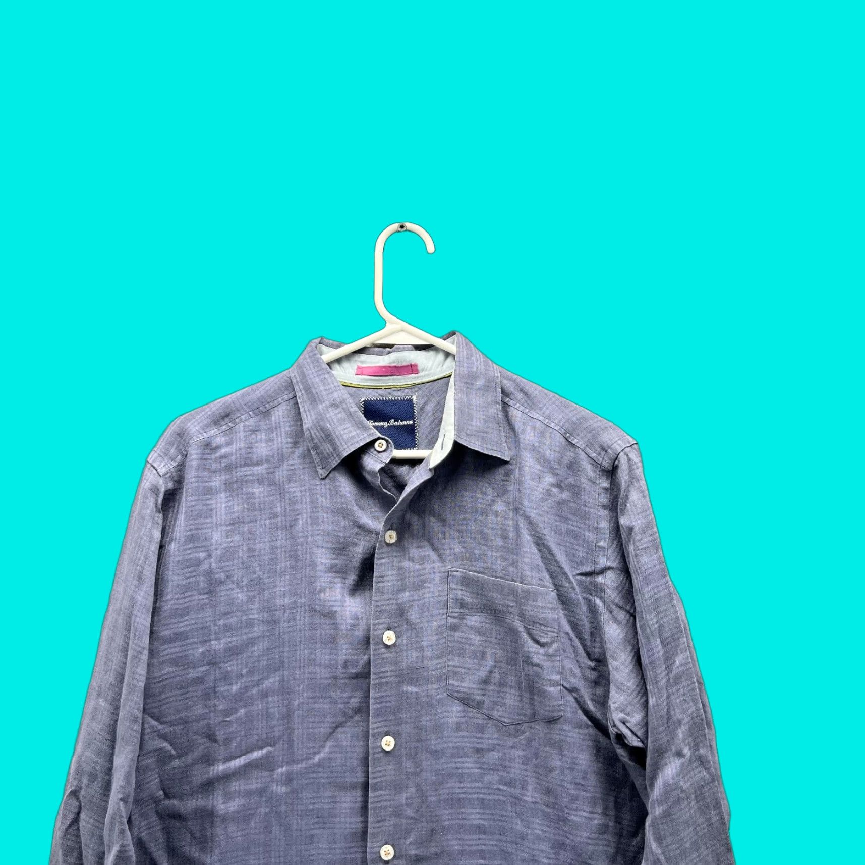 Tommy Bahama Tommy Bahama Shirt Men Small Blue Casual Button-Down Preppy Linen Glen Check Shirt Size US S / EU 44-46 / 1 - 1 Thumbnail