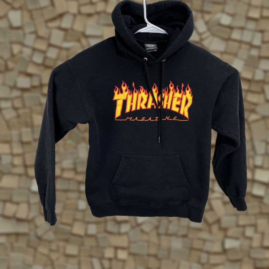 Thrasher Thrasher Flame Hoodie Men Sweatshirt Black Small Hooded Logo Pullover Crew Neck Knit Cotton Skateboarding Fashion Size US S / EU 44-46 / 1 - 1 Thumbnail