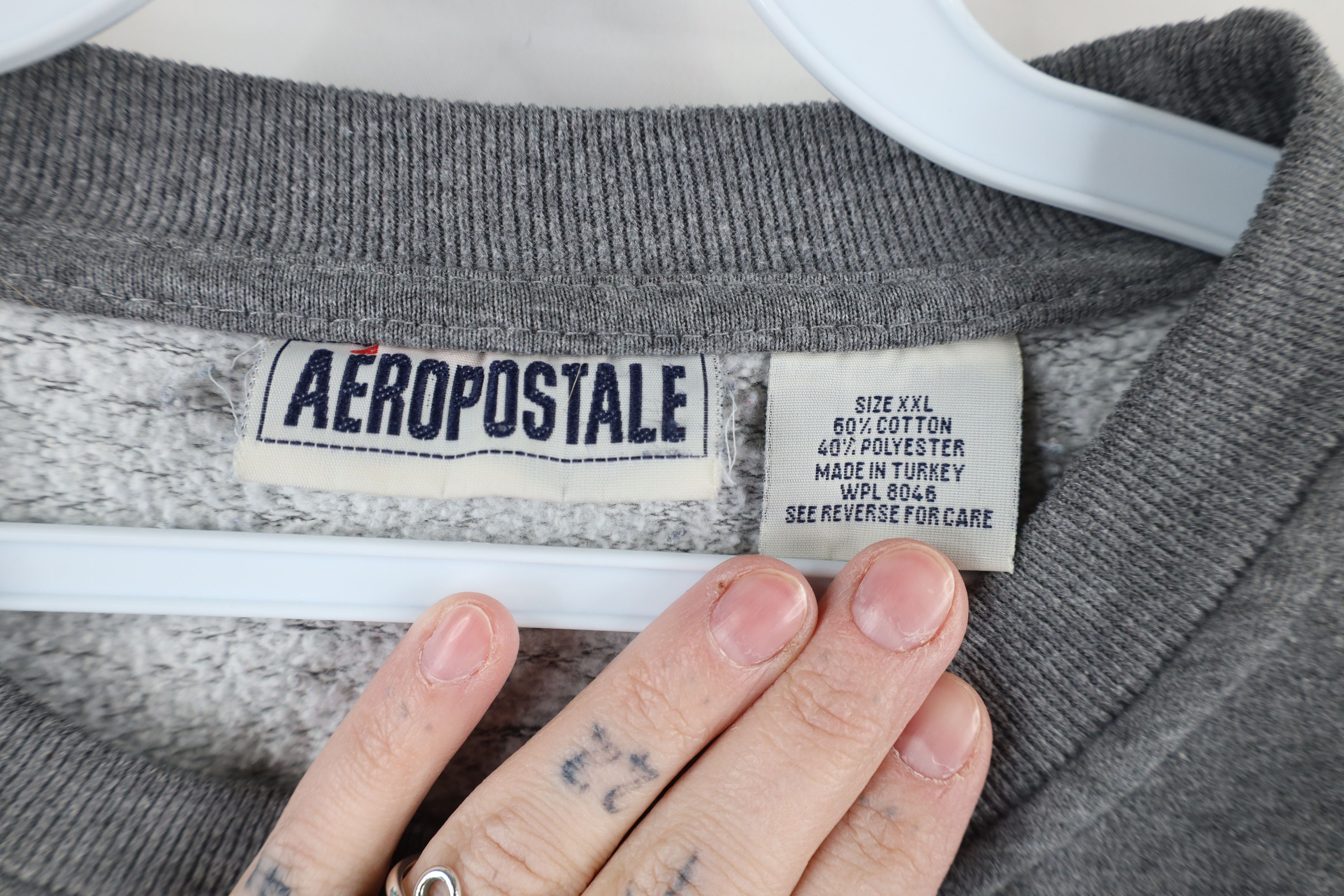 Aeropostale × Vintage Vintage 90s Y2K Aeropostale Spell Crewneck Sweatshirt Gray Size US XXL / EU 58 / 5 - 10 Thumbnail