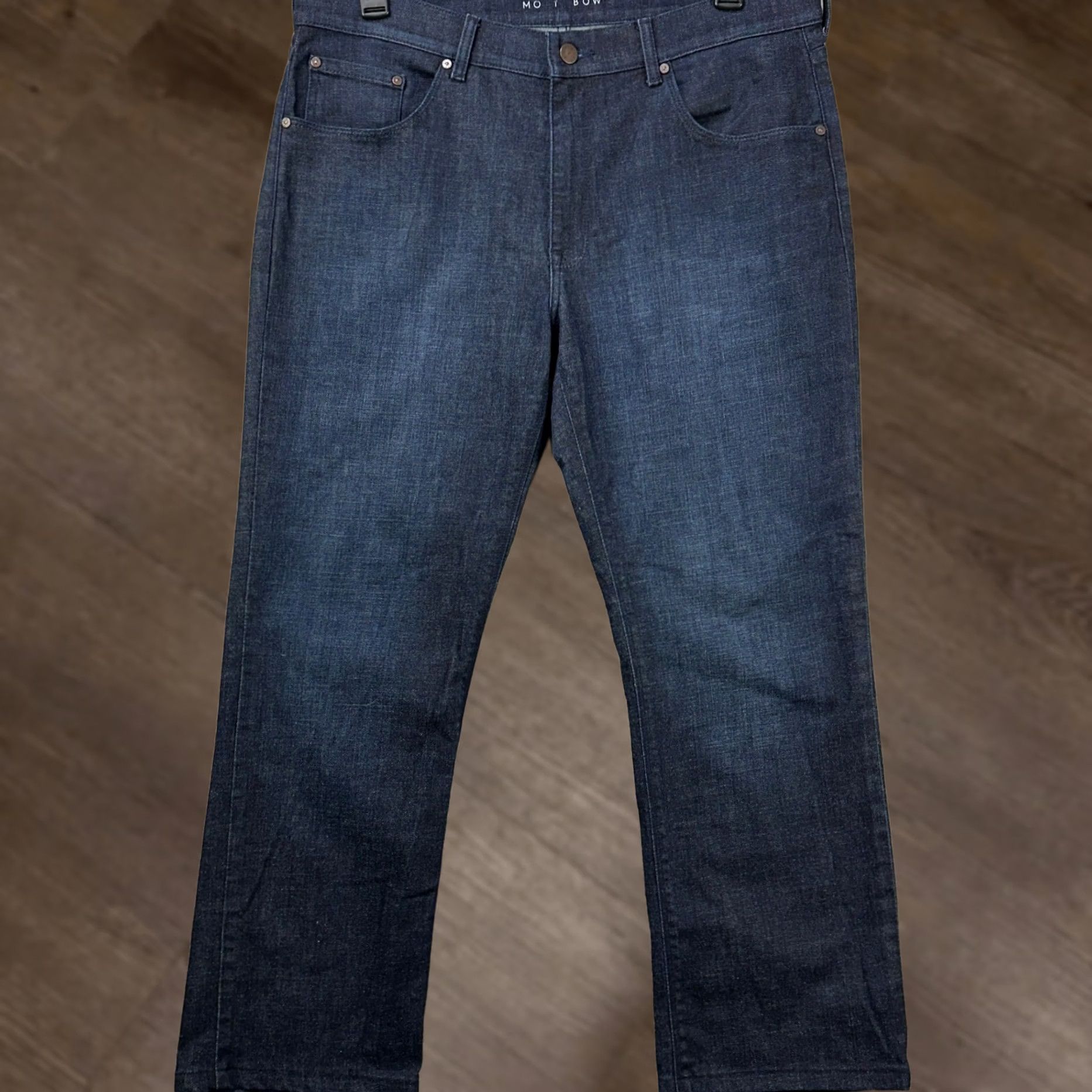 Mott & Bow Mott Bow Jeans Straight Leg Men 36X28 Blue Distressed Dark Wash 5-Pocket Stretch Size US 36 / EU 52 - 1 Thumbnail