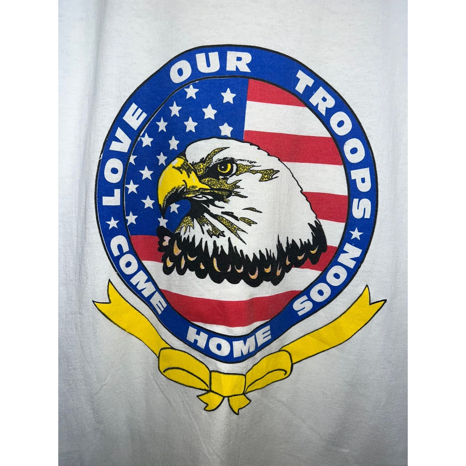 Hanes Vintage Love Our Troops Shirt Come Home Soon Tee 90s VTG L Size US L / EU 52-54 / 3 - 2 Thumbnail