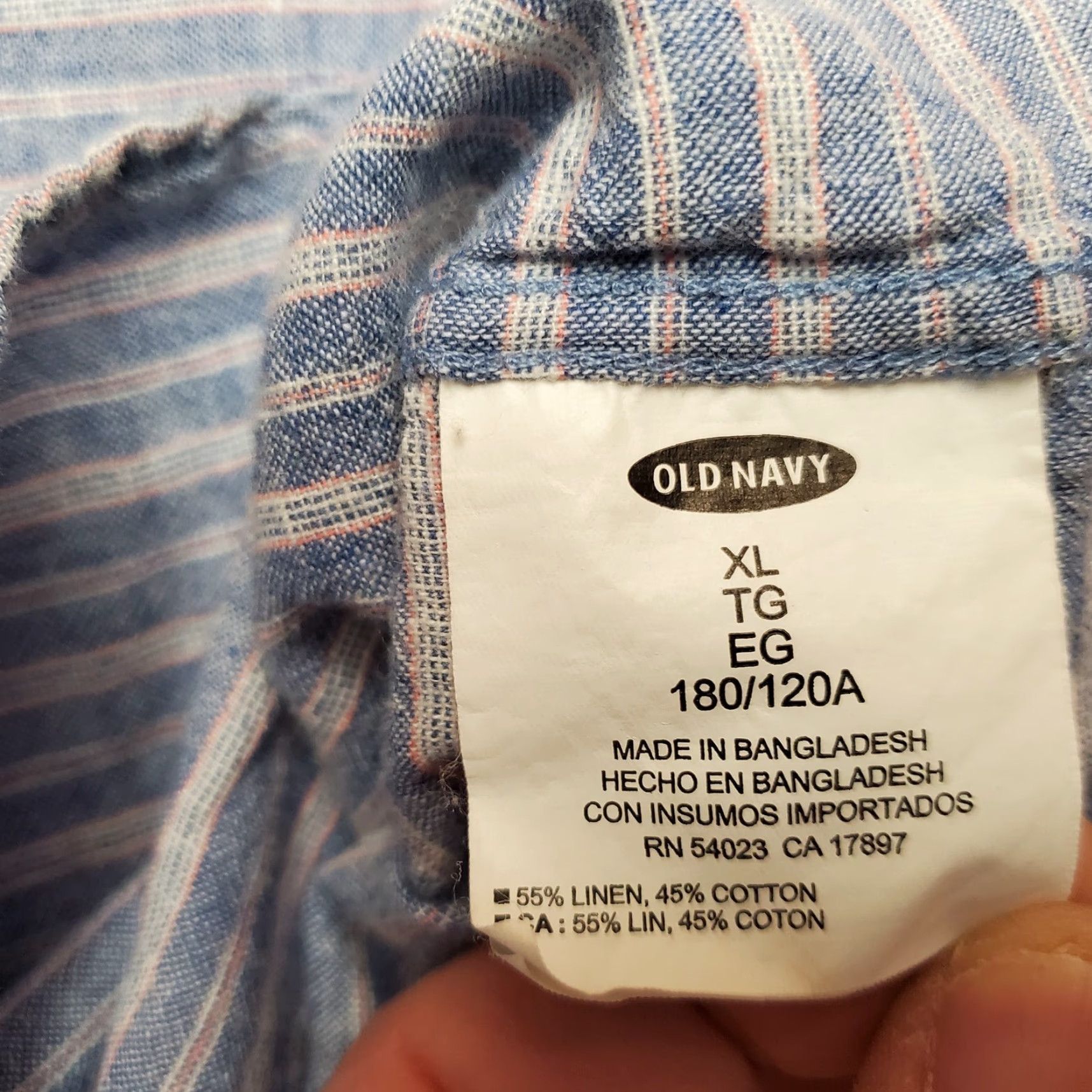 Old Navy Old Navy Linen Shirt Mens XL Blue Striped Linen Blend Summer Comfort Shirt Size US XL / EU 56 / 4 - 4 Thumbnail