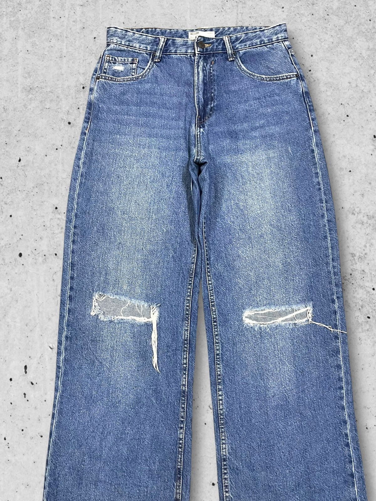 Japanese Brand Japanese Denim Baggy 90s Wide Leg Ripped Blue Straight Jeans Size US 30 / EU 46 - 6 Thumbnail