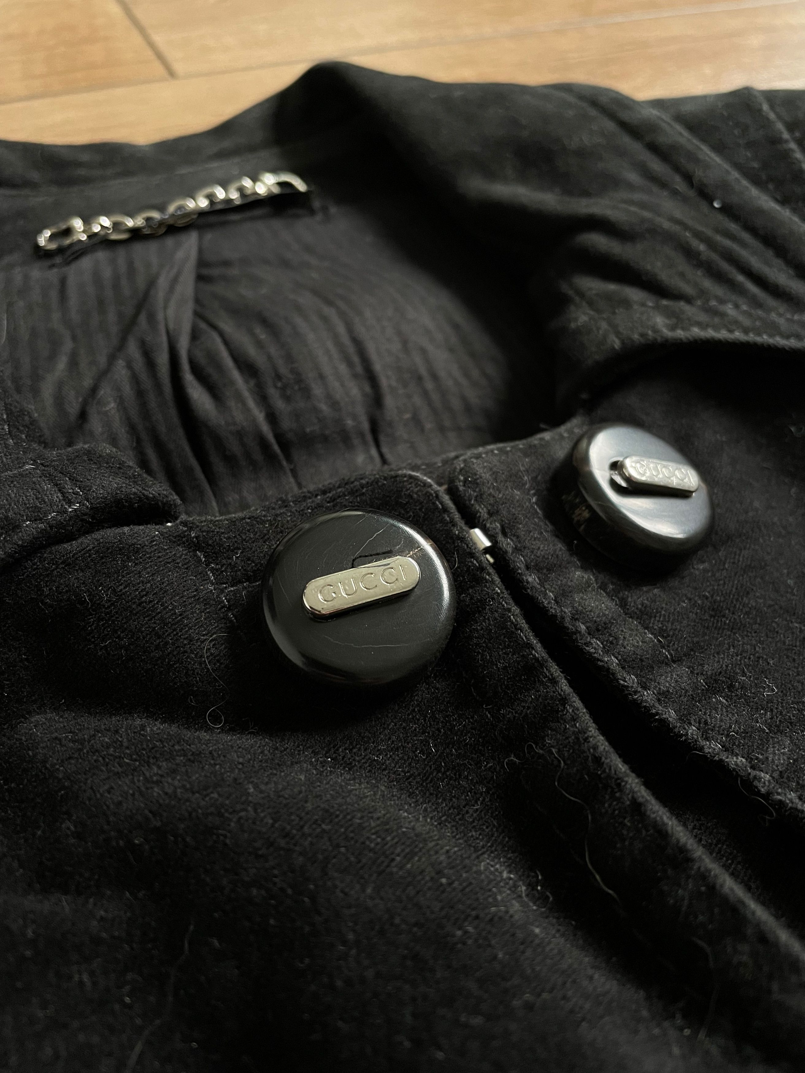 Gucci Vintage Gucci Black Velvet Corduroy Trench Coat Jacket Size L / US 10 / IT 46 - 6 Thumbnail