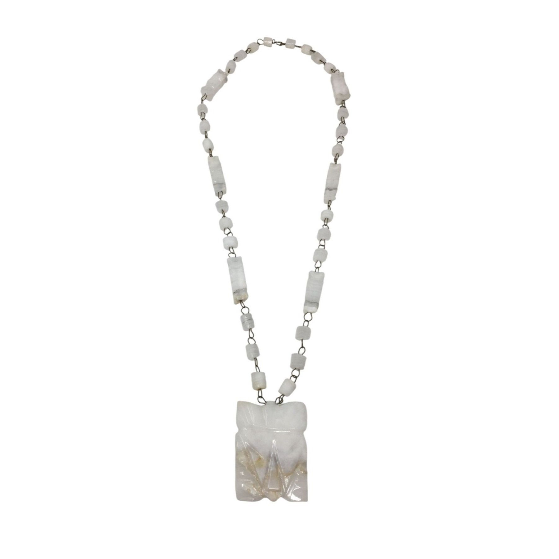 Other Vintage Handmade Carved White Aztec Tribal Necklace Size ONE SIZE - 1 Thumbnail