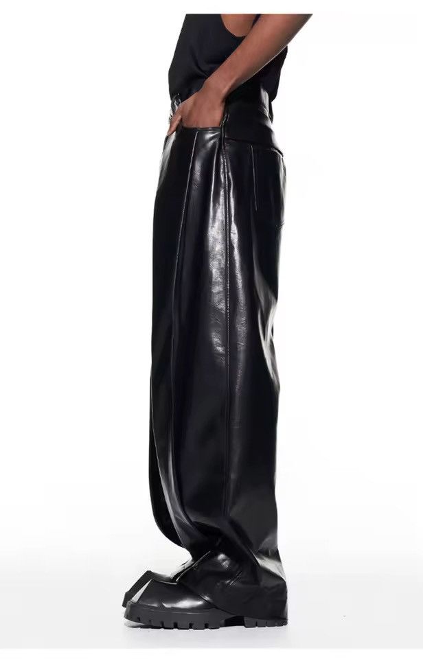 Other Casual Streetwear Gothic PU Leather Straight Pants Trousers Size US 34 / EU 50 - 4 Thumbnail